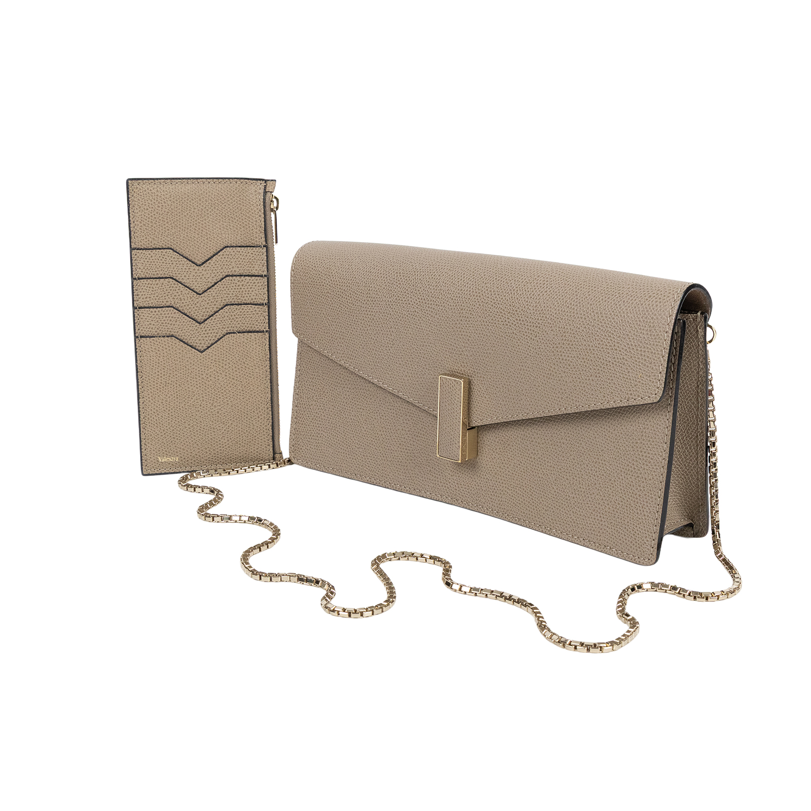 萬萊斯特 VALEXTRA Iside 鏈帶手拿 肩背包 WBES0080028LOC99 灰金ISIDE CLUTCH鍊包 無附屬品