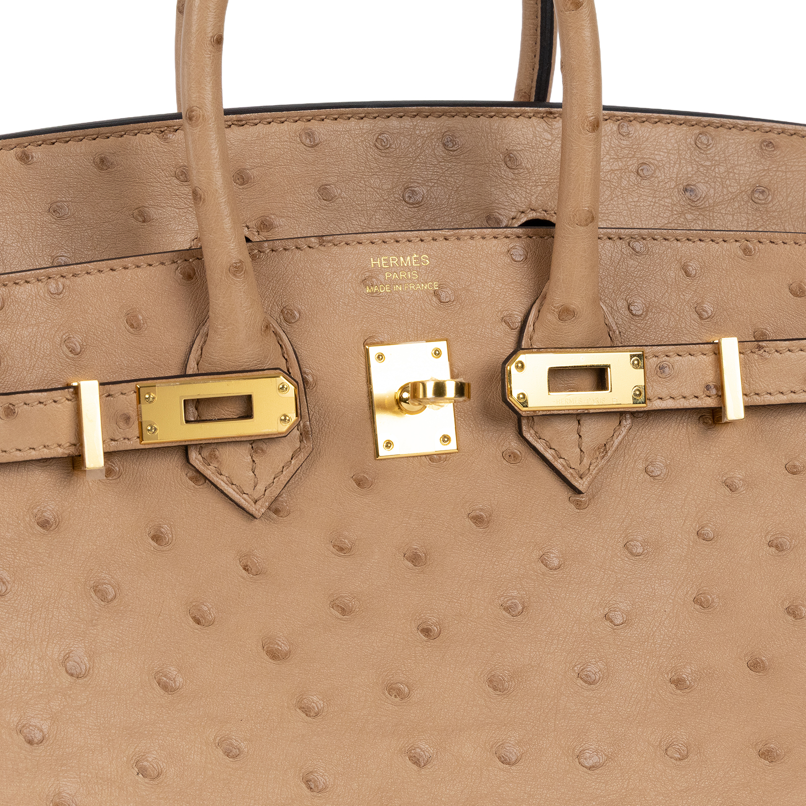 愛馬仕 Hermes Birkin Bag 柏金包 25 金色五金 奶茶色 H041944CC0M  W刻 奶茶色鴕鳥皮BIRKIN25 原廠盒子/防塵袋/鎖組