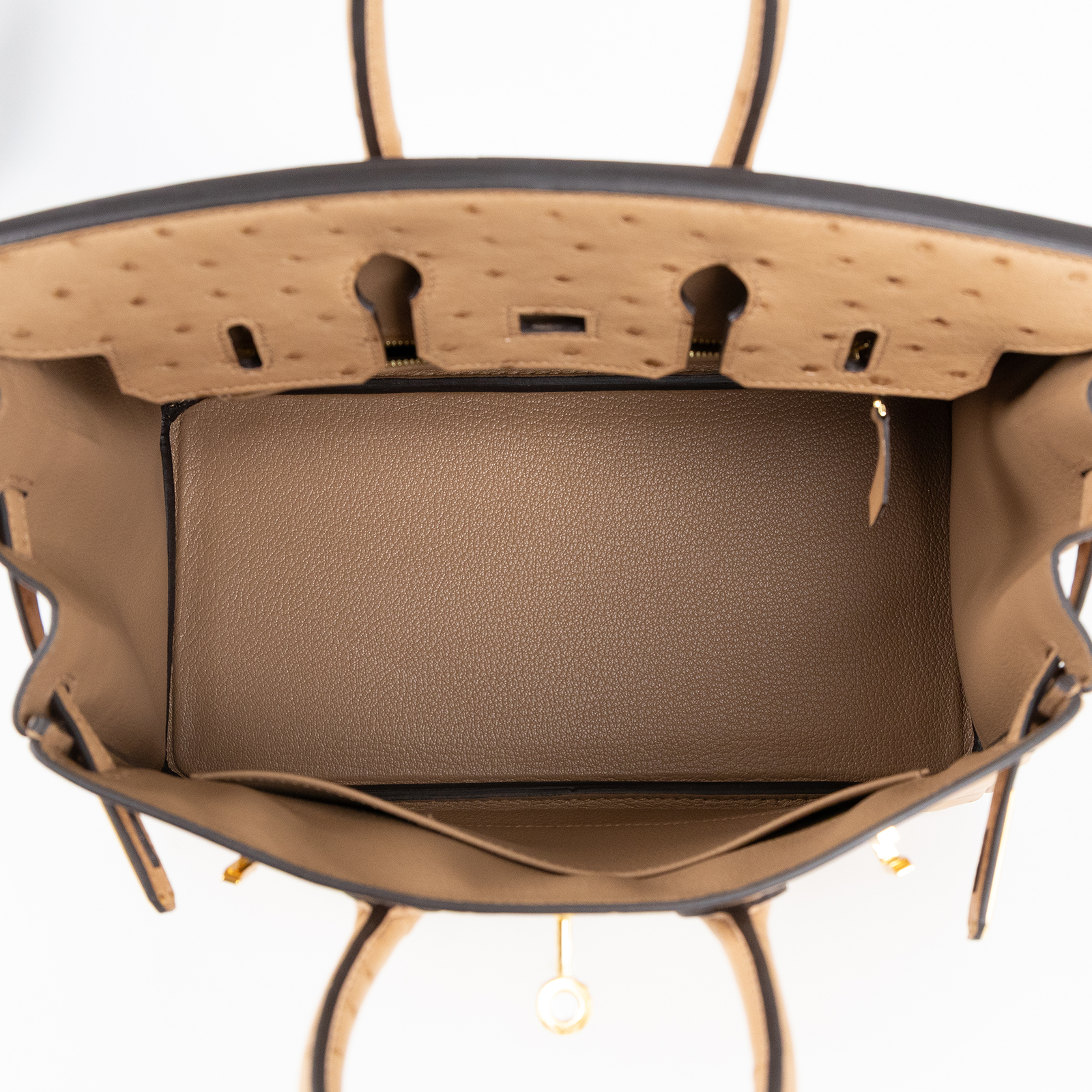 愛馬仕 Hermes Birkin Bag 柏金包 25 金色五金 奶茶色 H041944CC0M  W刻 奶茶色鴕鳥皮BIRKIN25 原廠盒子/防塵袋/鎖組