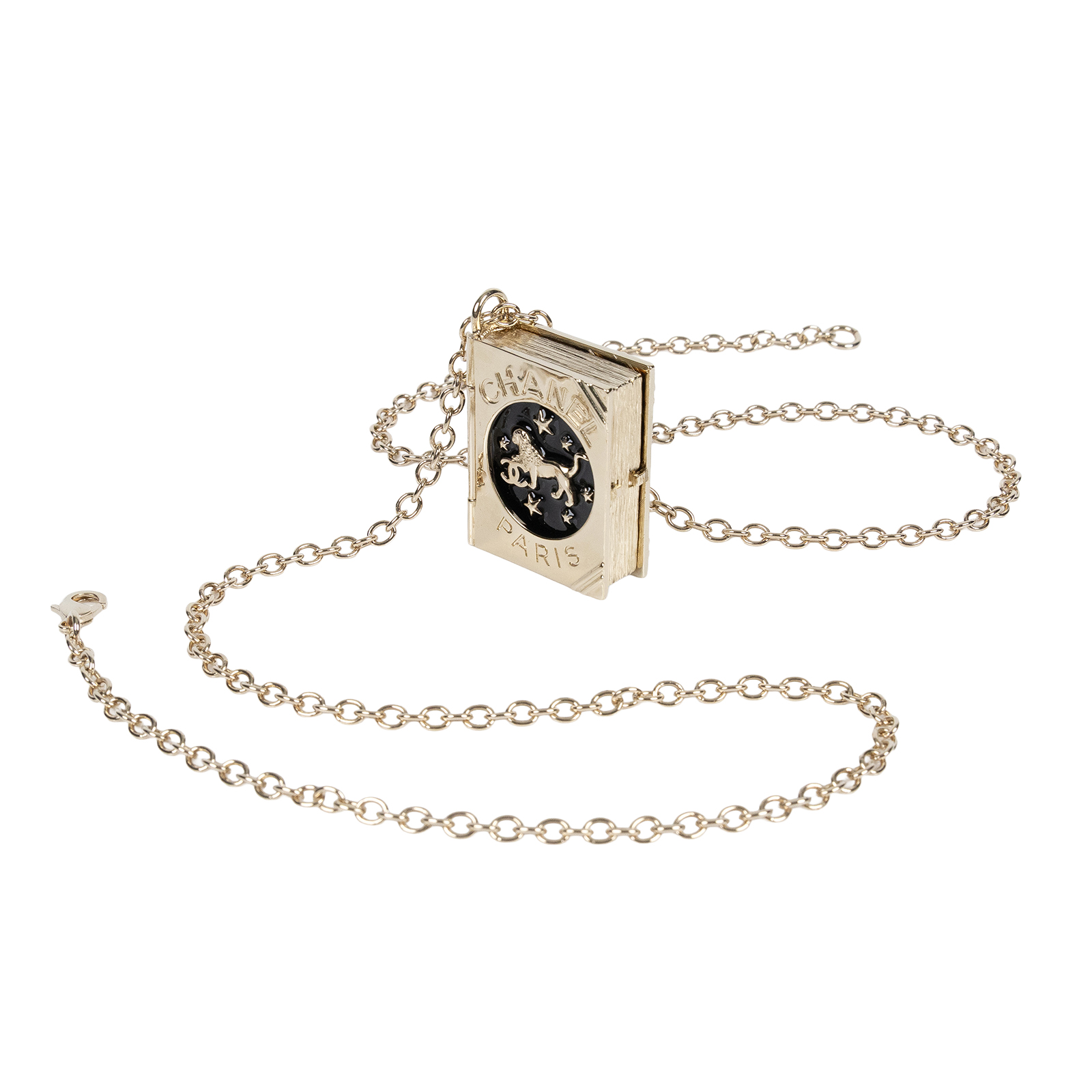 香奈兒 CHANEL CC LOGO 項鍊 G22C 獅子書本項鍊 原廠盒子/內襯