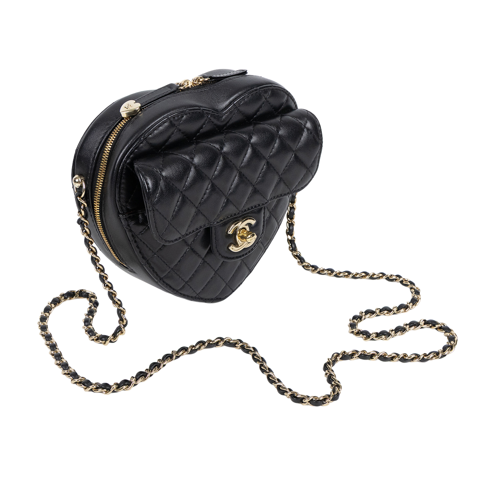 香奈兒 CHANEL CC In Love 斜背 愛心包 AS3191 晶片款 黑愛心鍊包 無附屬品