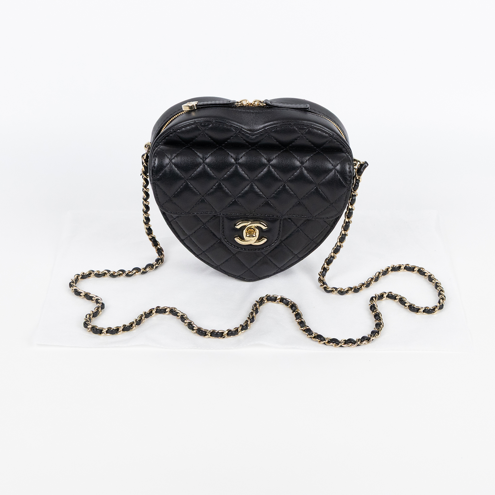 香奈兒 CHANEL CC In Love 斜背 愛心包 AS3191 晶片款 黑愛心鍊包 無附屬品