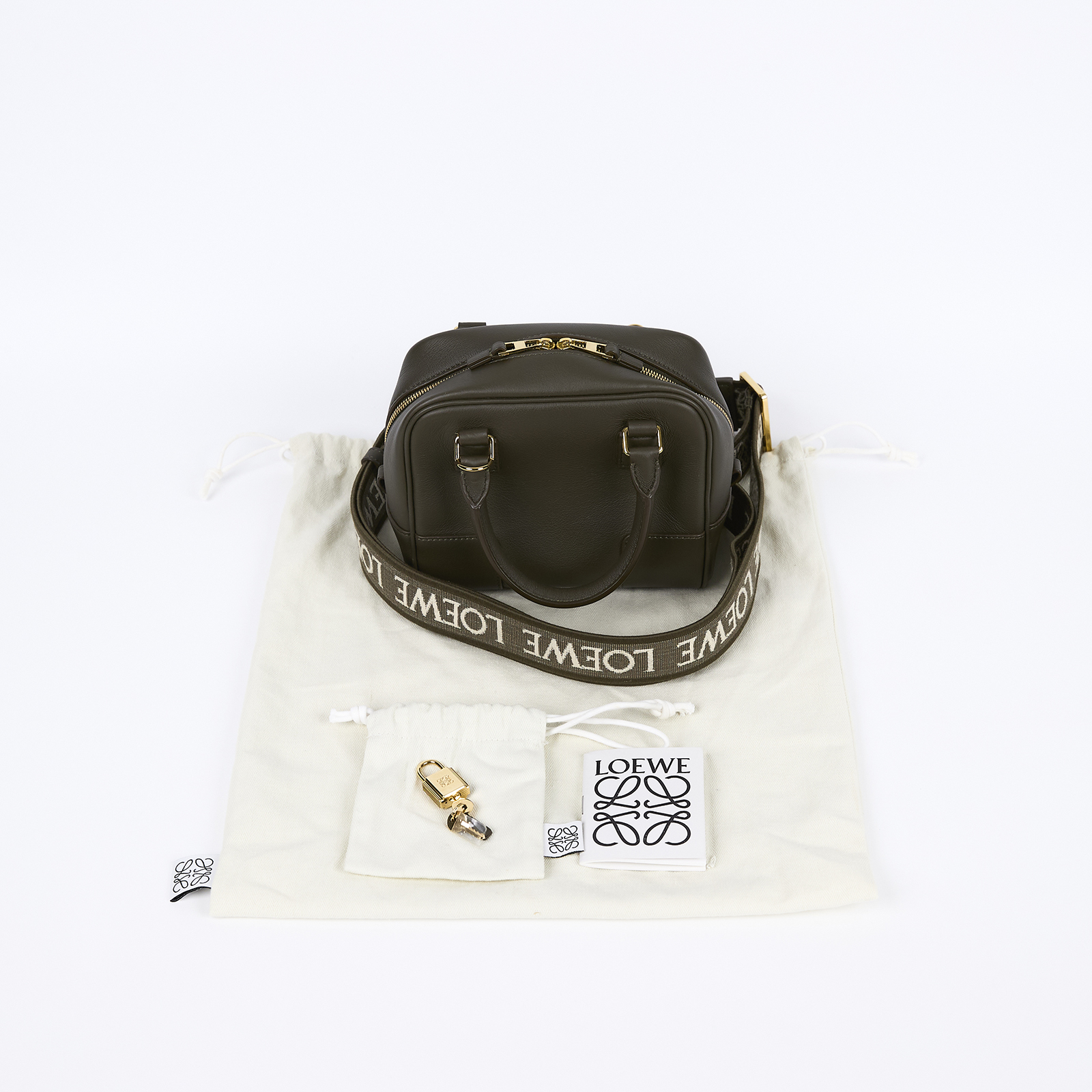 羅意威 LOEWE Amazona 16 bag 肩背 手提包 A039N21X01  綠金AMAZONA16 防塵袋/鎖組