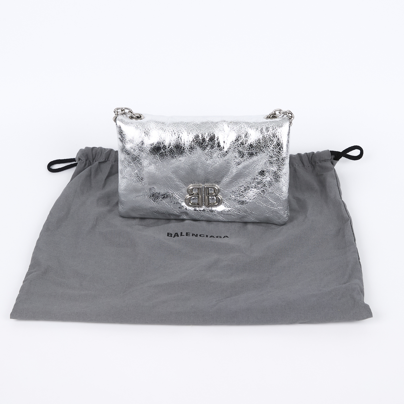 巴黎世家 BALENCIAGA Monaco 肩背包 迷你 8105622AAYQ 銀MONACO NANO 防塵袋