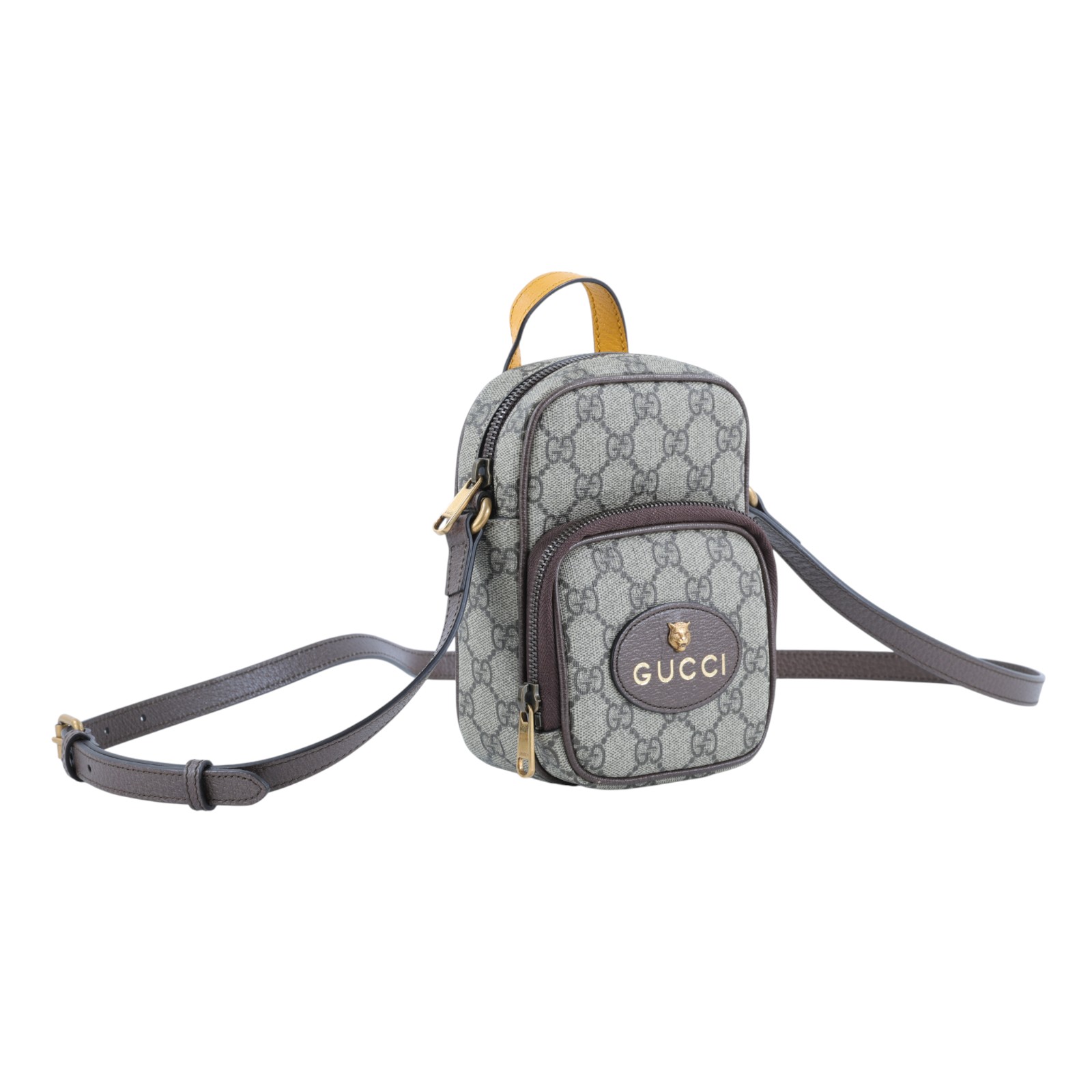 古馳 GUCCI Neo Vintage 迷你 GG 手提/斜背手機包 658556 棕G紋迷你肩背包 原廠盒子/防塵袋