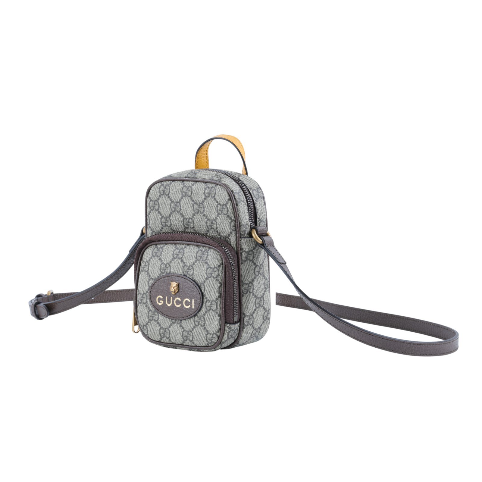 古馳 GUCCI Neo Vintage 迷你 GG 手提/斜背手機包 658556 棕G紋迷你肩背包 原廠盒子/防塵袋