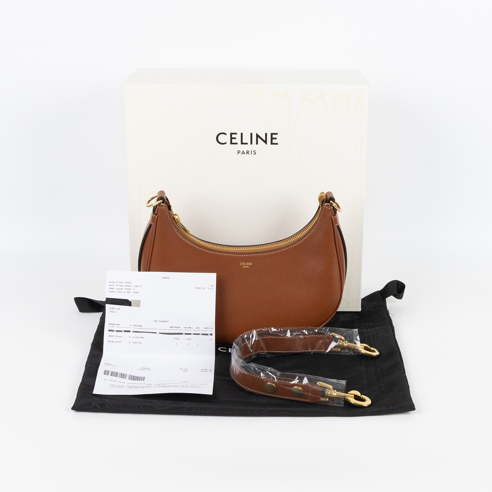 思琳 CELINE 平滑小牛皮 Ava 中型 肩背 手提包 196923DGQ 焦糖AVA MEDIUM 原廠盒子/防塵袋/背帶/購買證明影本