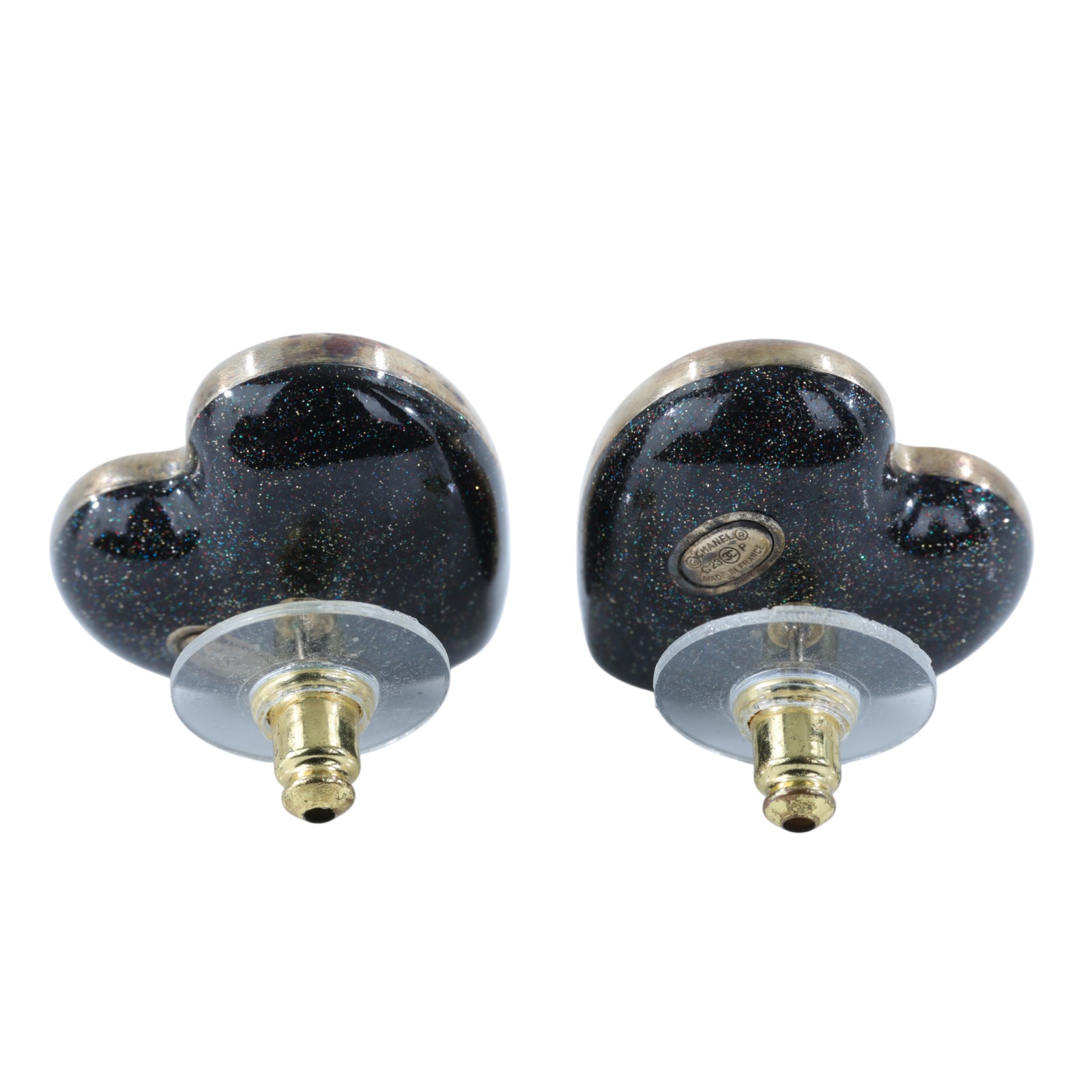 香奈兒 CHANEL CC LOGO 水鑽 耳環 耳釘 C23P 愛心水鑽耳環 原廠盒子/內襯