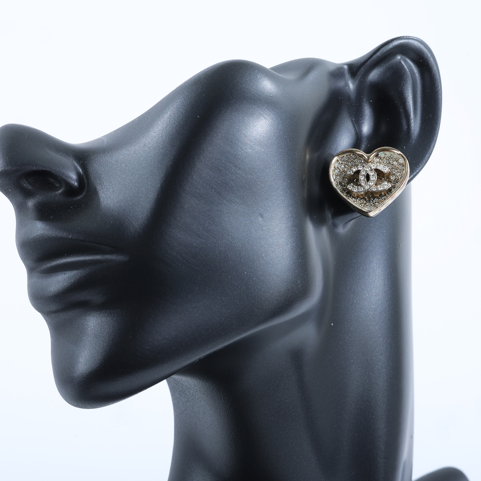 香奈兒 CHANEL CC LOGO 水鑽 耳環 耳釘 C23P 愛心水鑽耳環 原廠盒子/內襯