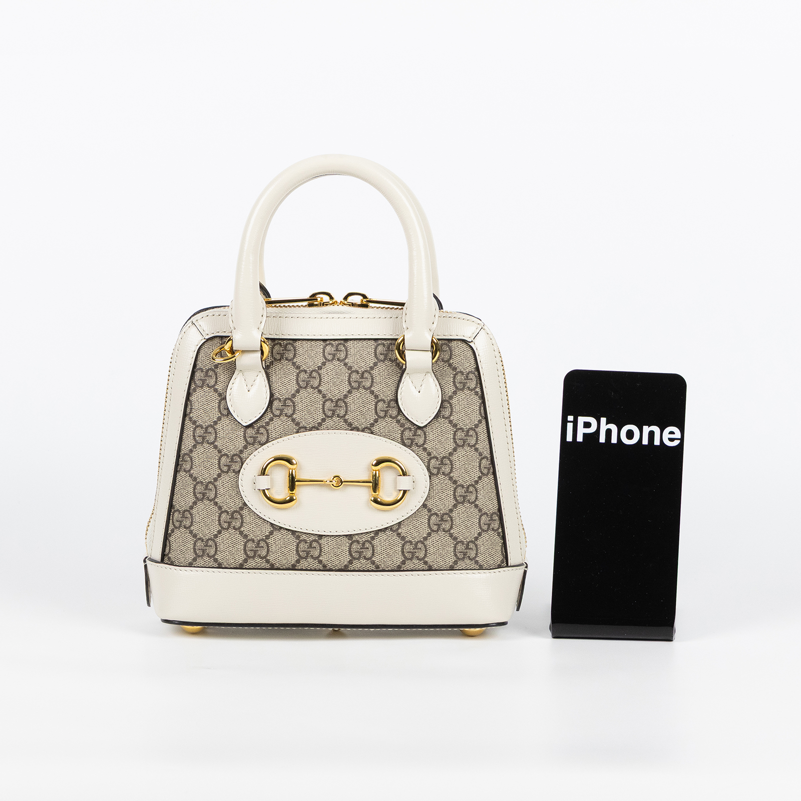 古馳 GUCCI Horsebit 1955 迷你 貝殼包 640716 XH1773 白邊1955 2WAY 原廠盒子/防塵袋/背帶