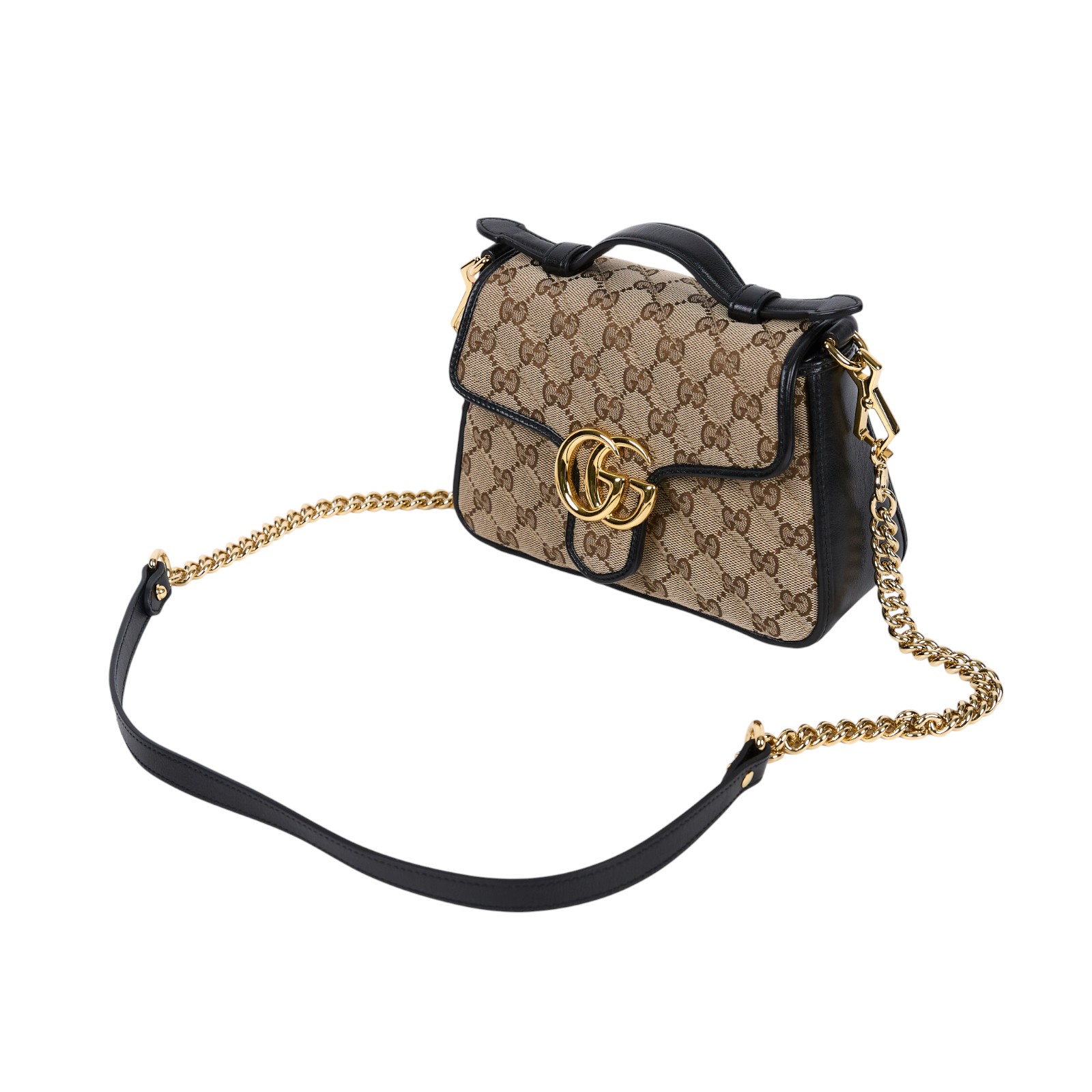 古馳 GUCCI GG Marmont 斜背 手提包 583571 HEKVG 棕帆布MARMONT HANDLE 原廠盒子