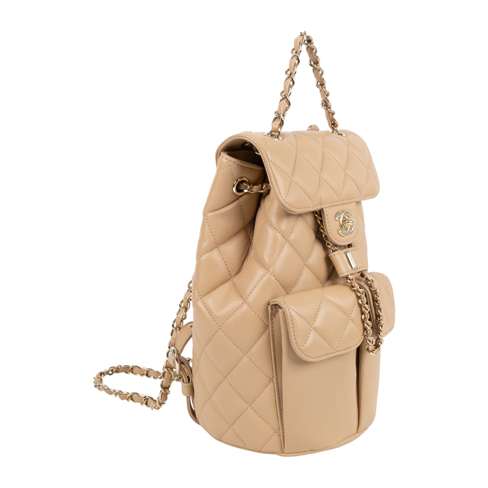 香奈兒 CHANEL 菱格紋 雙肩包 後背包 AS3200 B08045 晶片款 奶茶荔枝後背包 原廠盒子/防塵袋/購買證明影本