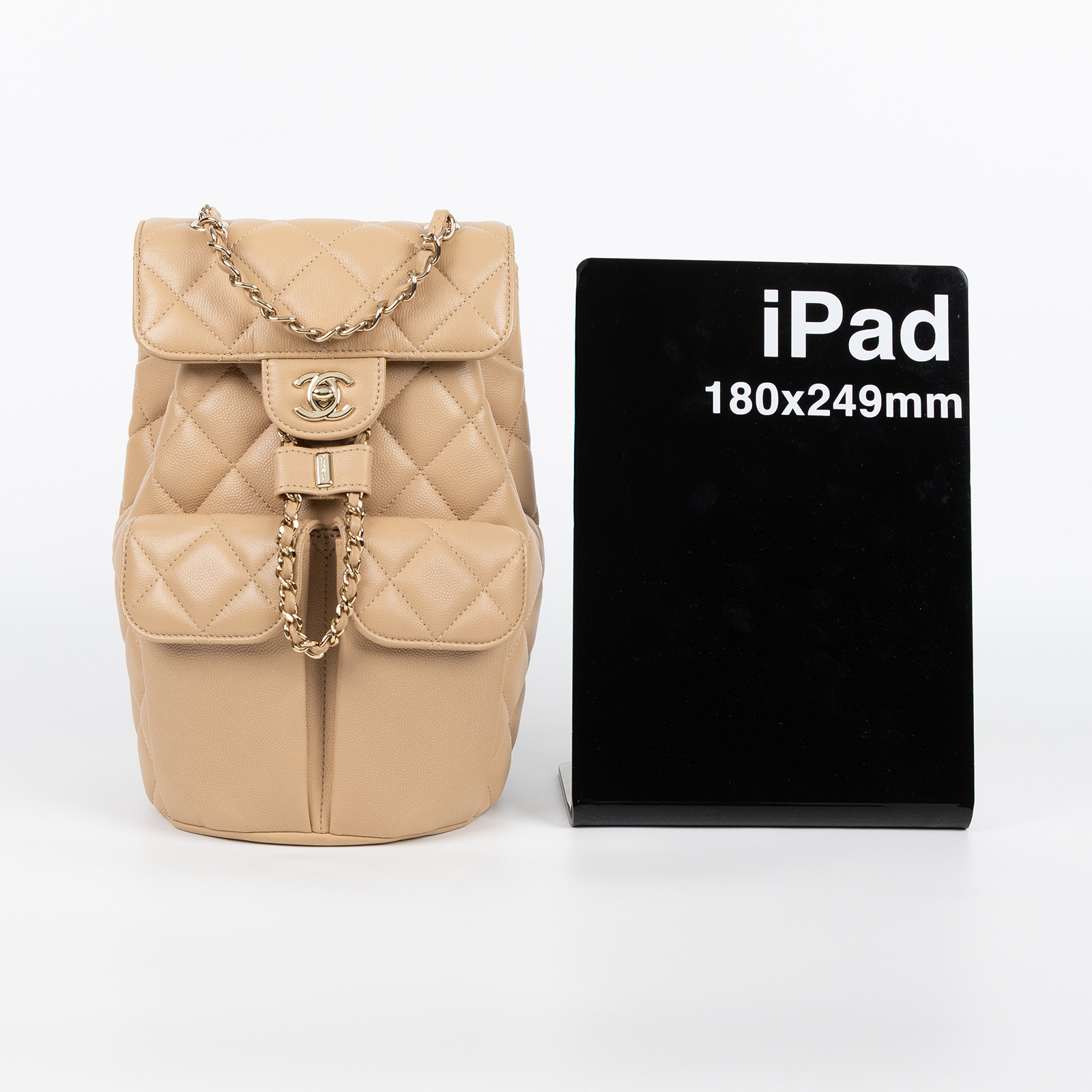 香奈兒 CHANEL 菱格紋 雙肩包 後背包 AS3200 B08045 晶片款 奶茶荔枝後背包 原廠盒子/防塵袋/購買證明影本