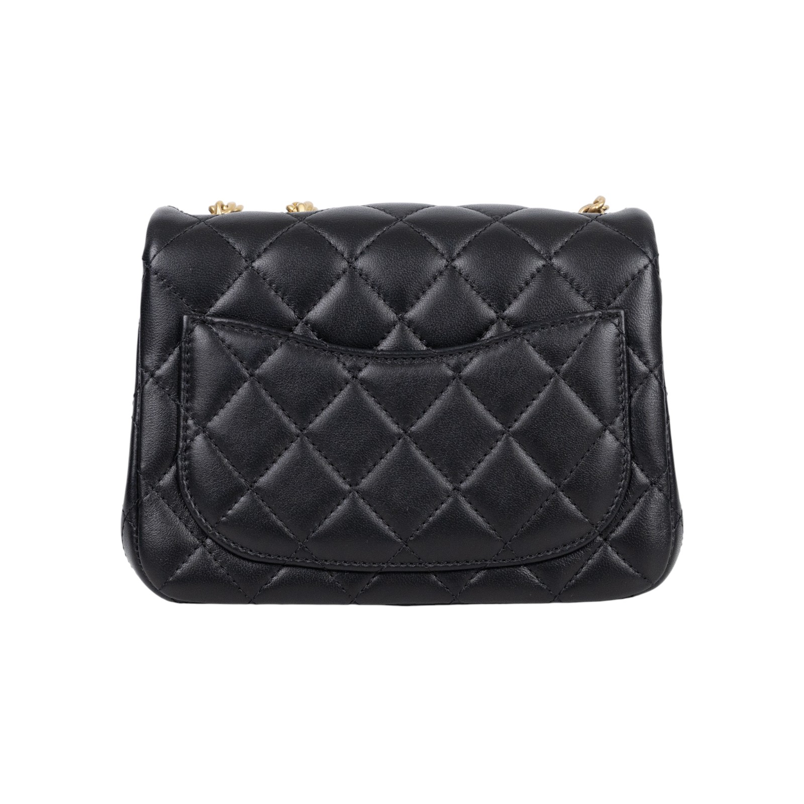 香奈兒 CHANEL CC logo 山茶花 方胖 口蓋包 AS4040 B10716 晶片款 黑金羊山茶花鍊方胖 原廠盒子/防塵袋/購買證明影本