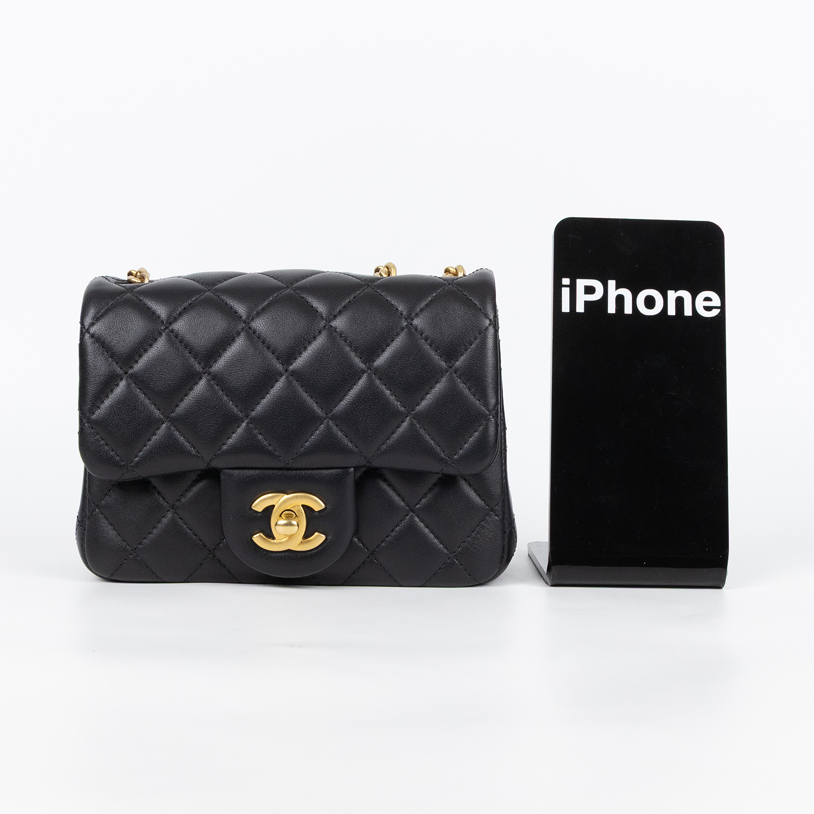 香奈兒 CHANEL CC logo 山茶花 方胖 口蓋包 AS4040 B10716 晶片款 黑金羊山茶花鍊方胖 原廠盒子/防塵袋/購買證明影本