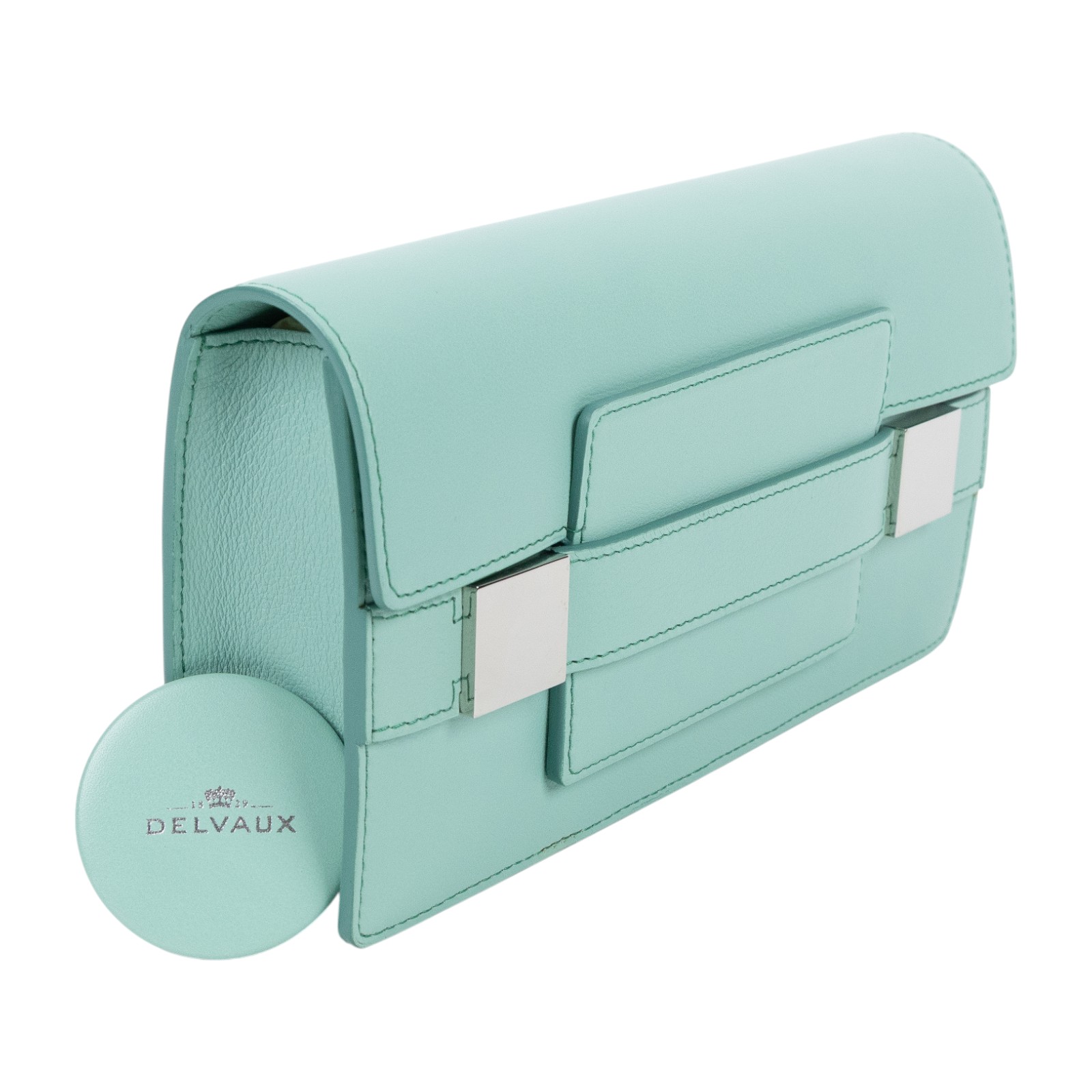 德爾沃 DELVAUX  Madame 手拿包 AA0314ABC044RPA 綠銀手拿包 防塵袋/購買證明影本