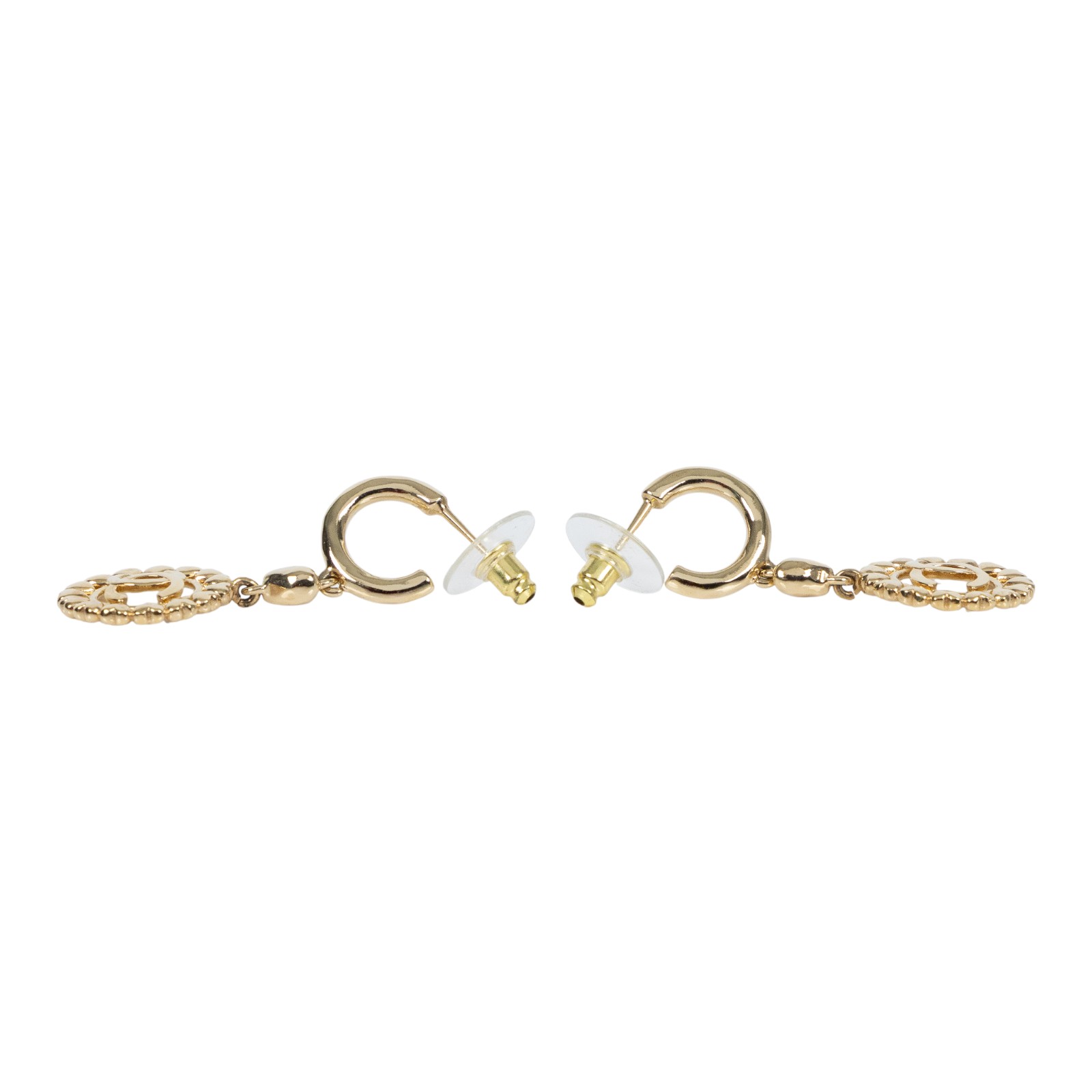 香奈兒 CHANEL CC LOGO 耳釘 耳環 A23P 金色雙C搭環繞愛心設計穿式耳環 原廠盒子/內襯