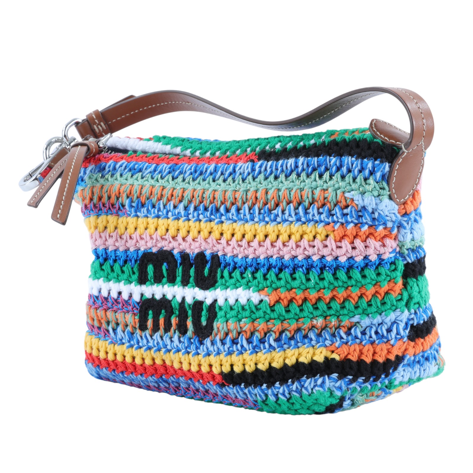 繆繆 MIU MIU Fabric Crochet Pouch 隨身小包 5NE841 AF46 彩色毛呢HOBO 防塵袋/購買證明