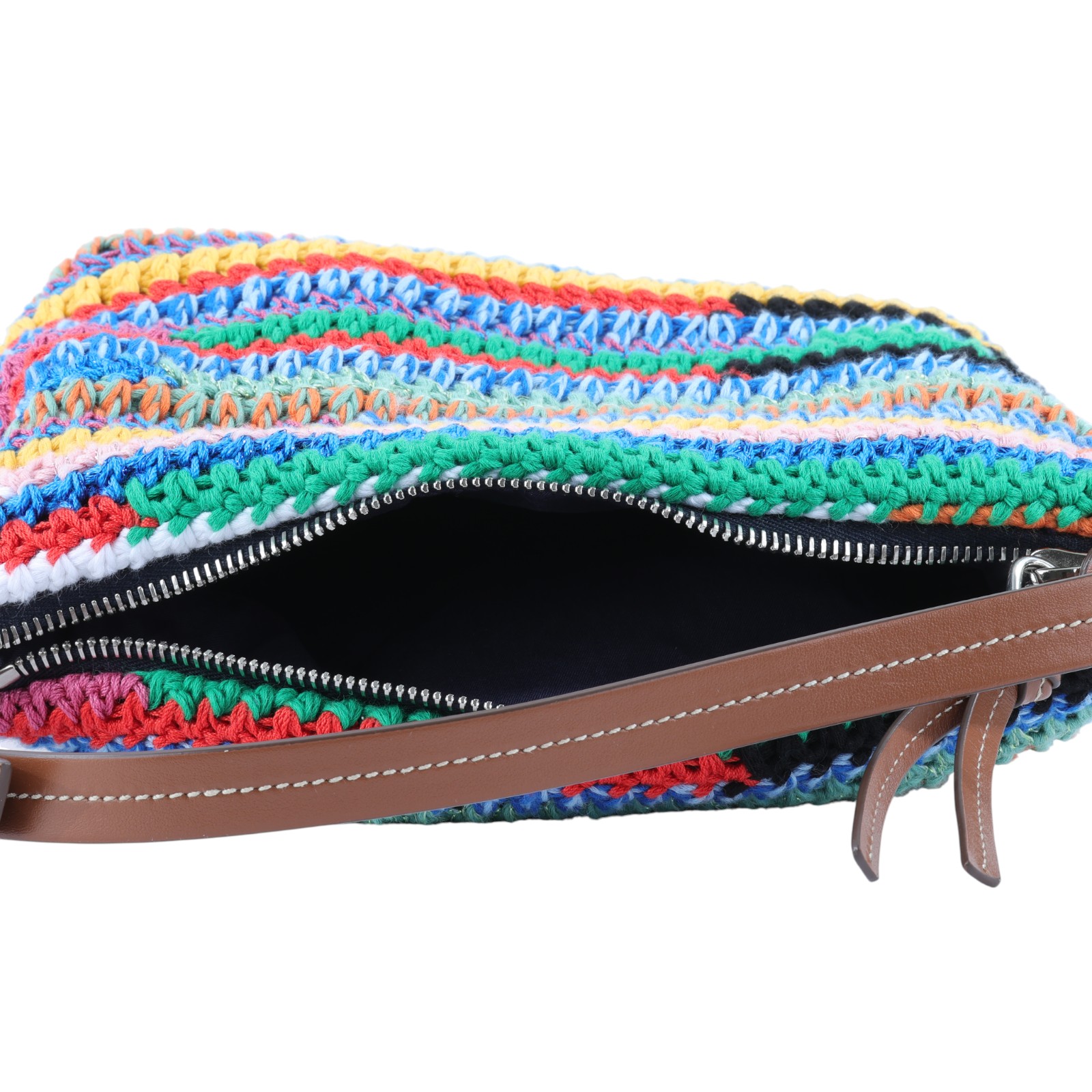 繆繆 MIU MIU Fabric Crochet Pouch 隨身小包 5NE841 AF46 彩色毛呢HOBO 防塵袋/購買證明