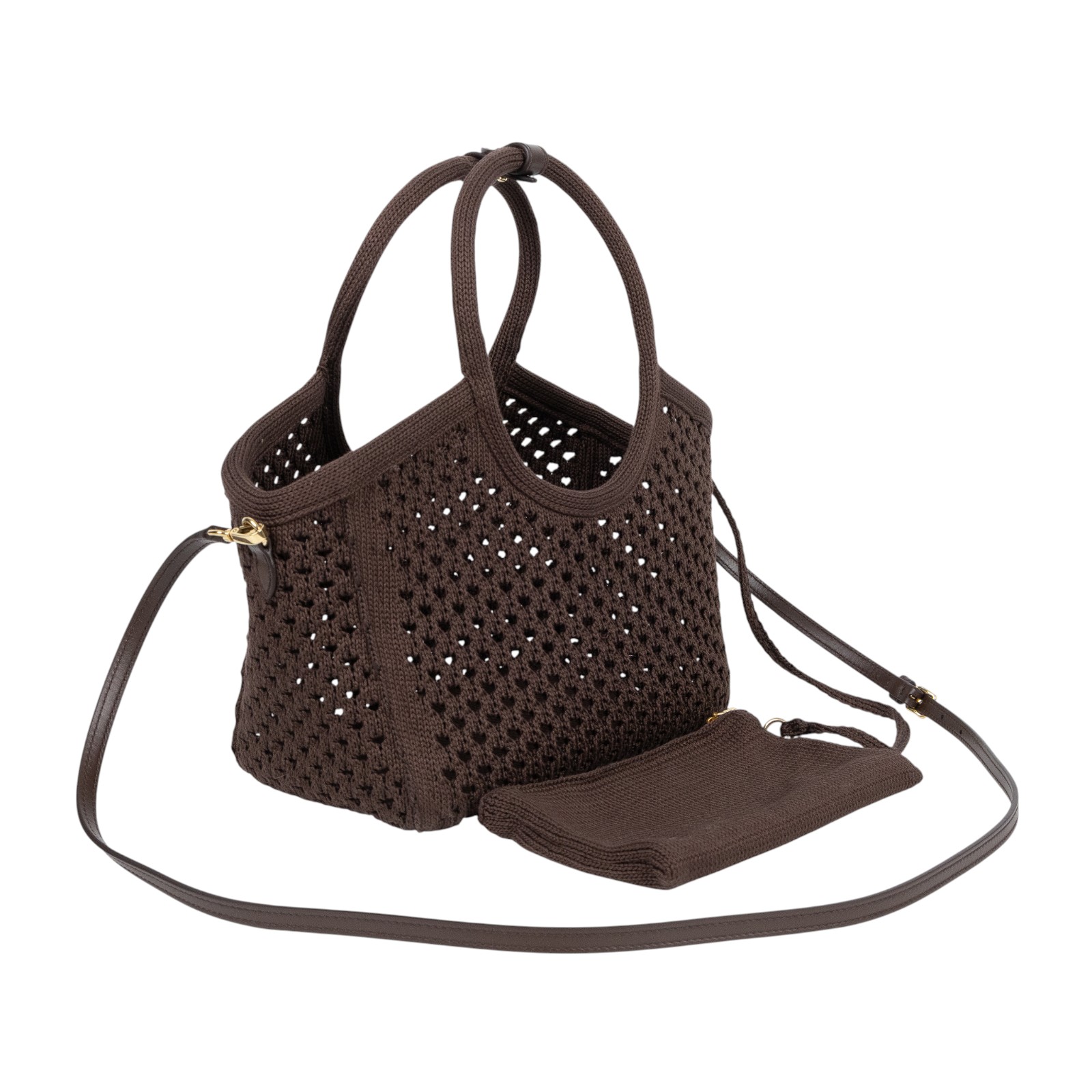 繆繆 MIU MIU IVY 織物手袋 小型 5BA284_2F8E 咖啡編織IVY 防塵袋/購買證明