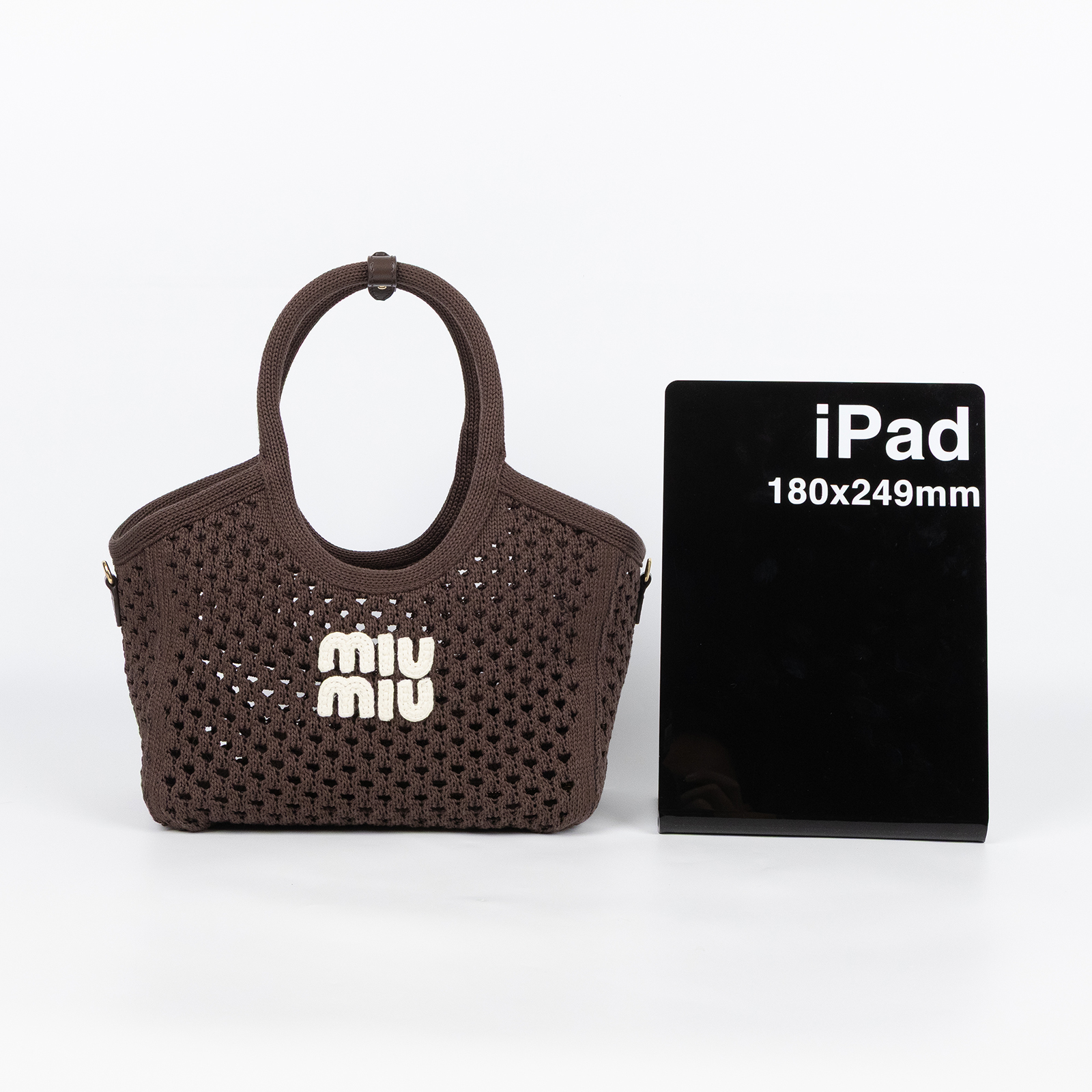 繆繆 MIU MIU IVY 織物手袋 小型 5BA284_2F8E 咖啡編織IVY 防塵袋/購買證明