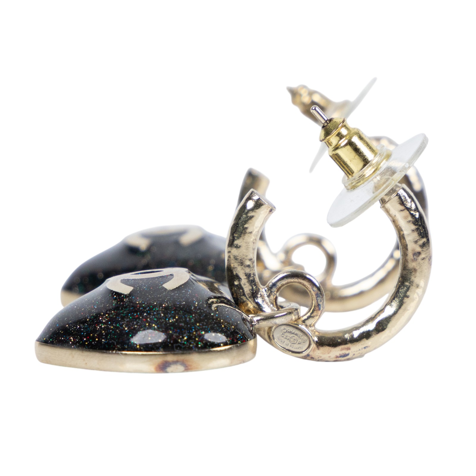 香奈兒 CHANEL CC LOGO 耳環 耳釘 C23P 雙面愛心耳環 無附屬品