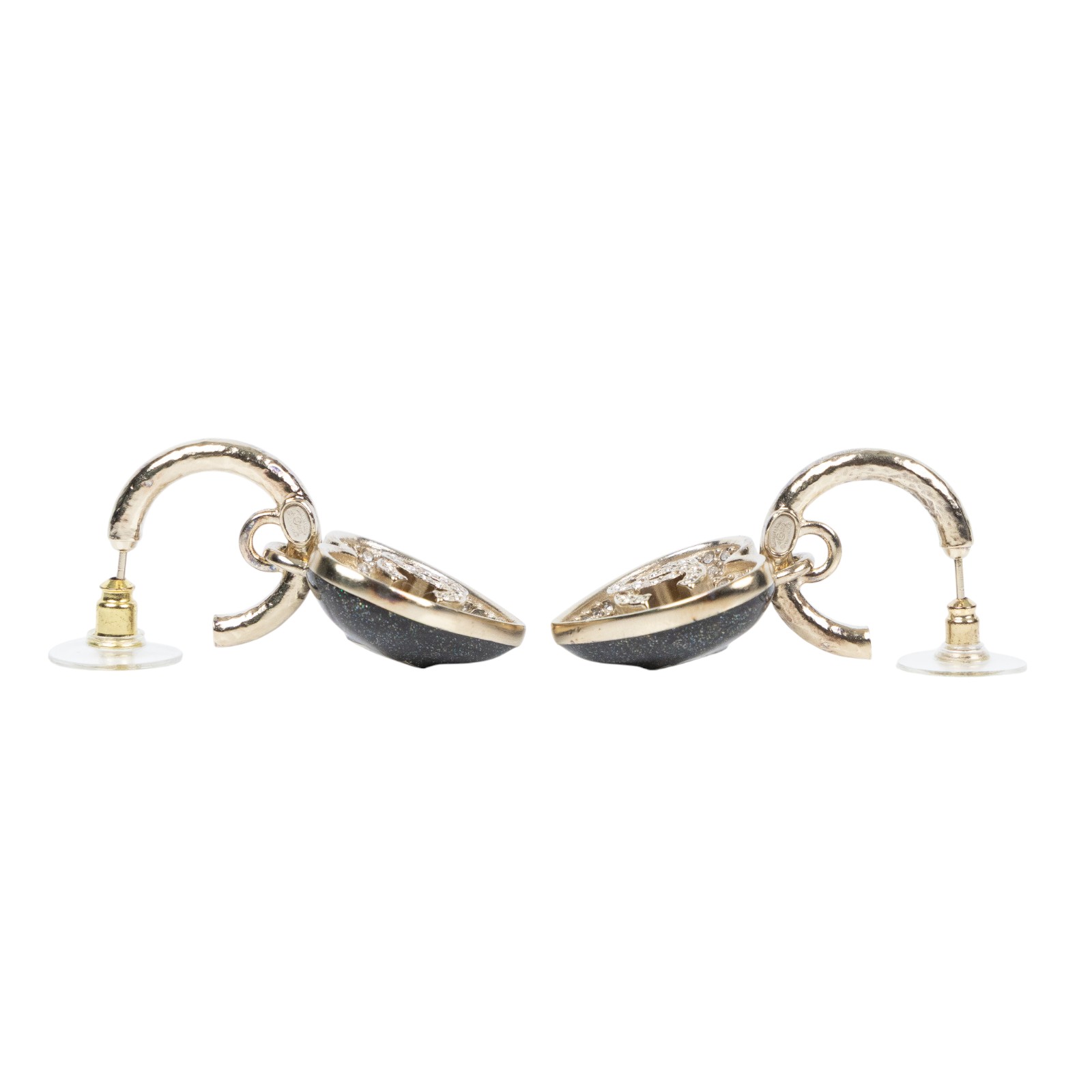 香奈兒 CHANEL CC LOGO 耳環 耳釘 C23P 雙面愛心耳環 無附屬品