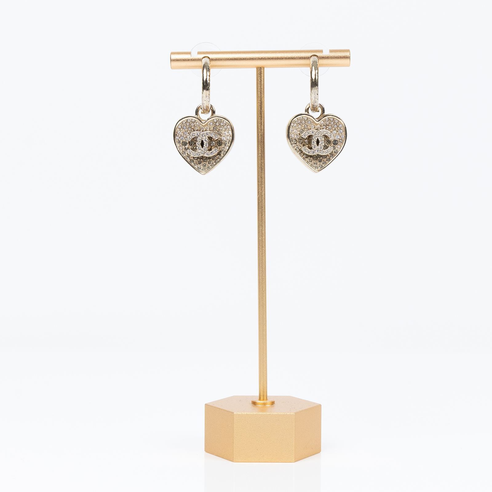 香奈兒 CHANEL CC LOGO 耳環 耳釘 C23P 雙面愛心耳環 無附屬品