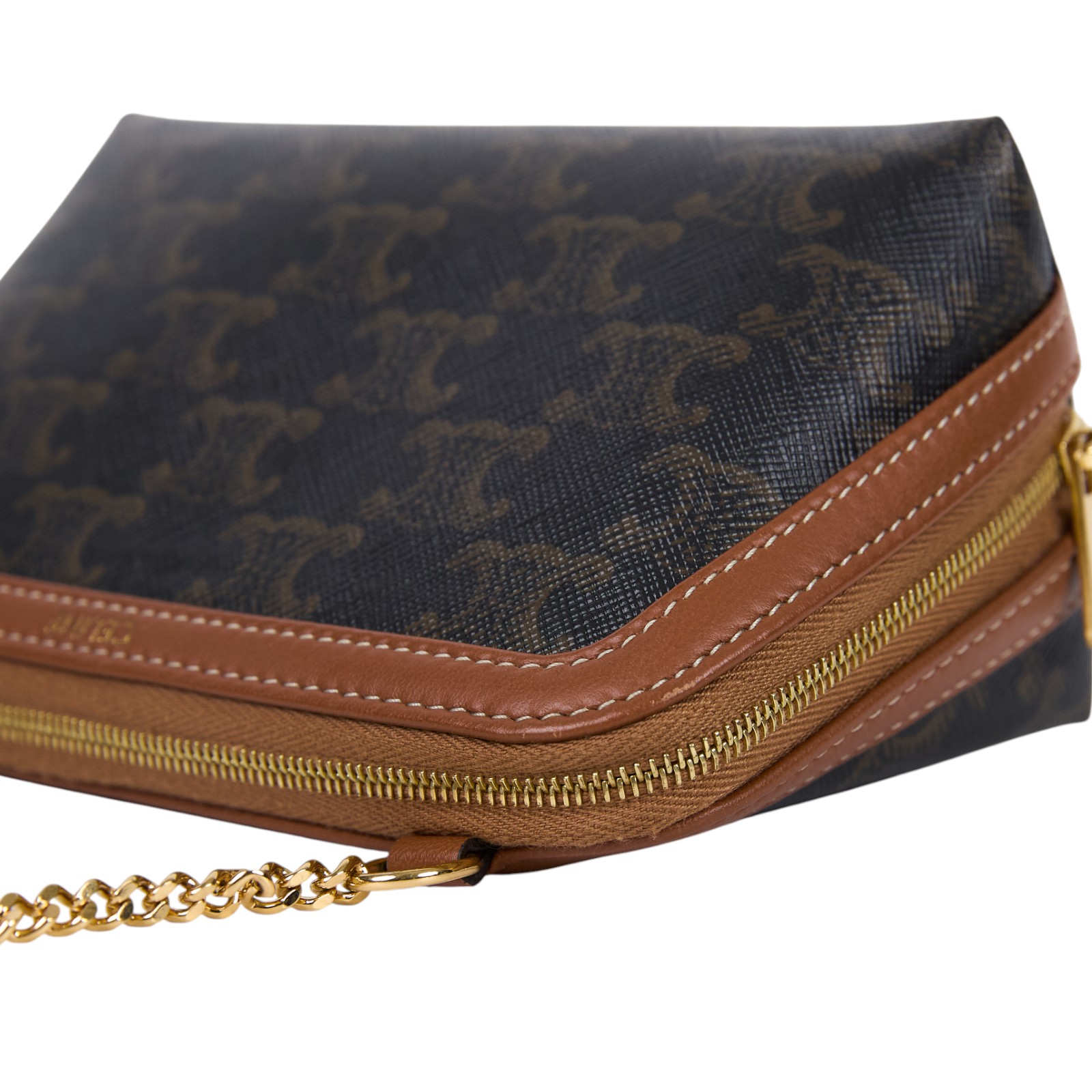 思琳 CELINE 標誌印花飾鍊 手提包 10E382CBX 原花貝殼包 原廠盒子/防塵袋