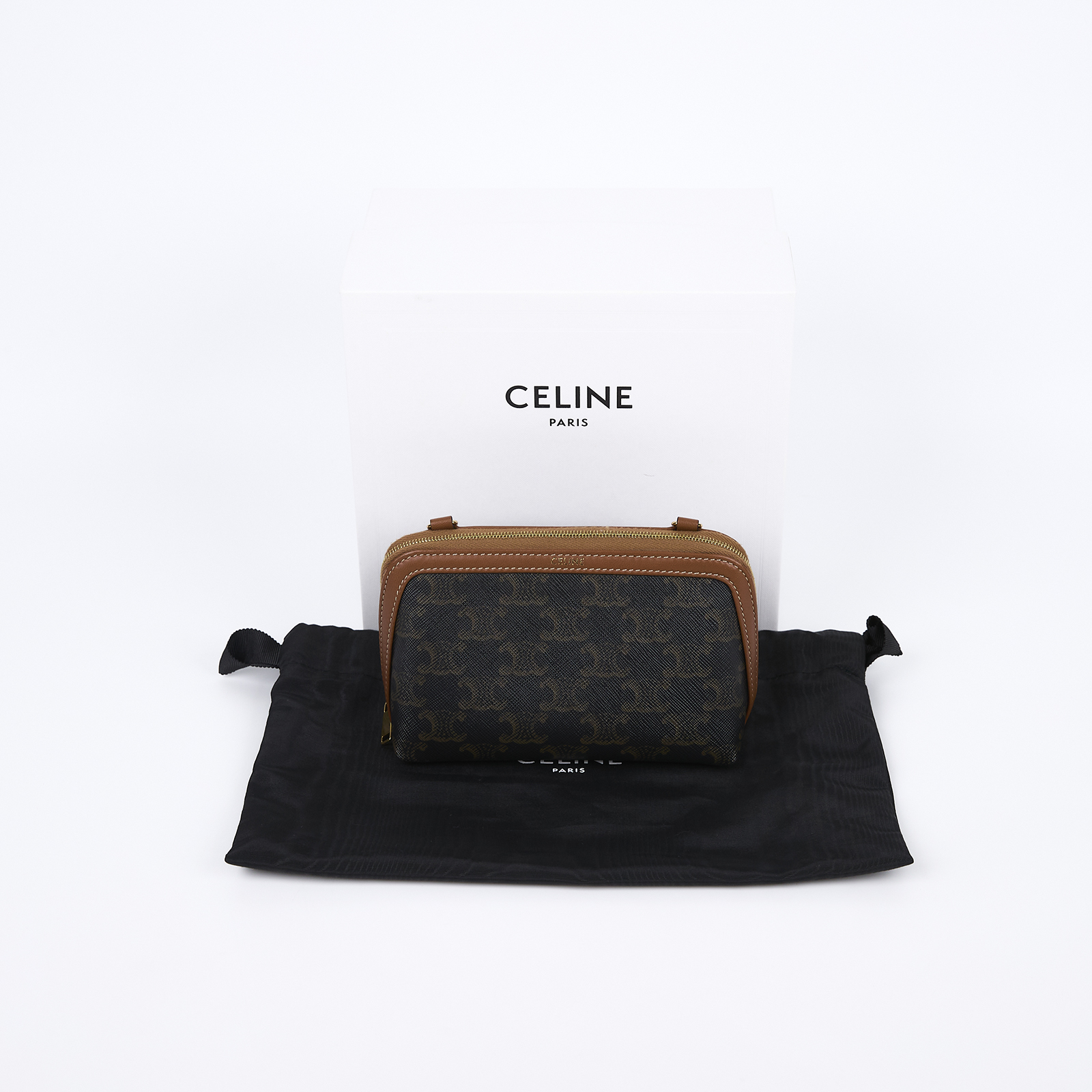 思琳 CELINE 標誌印花飾鍊 手提包 10E382CBX 原花貝殼包 原廠盒子/防塵袋