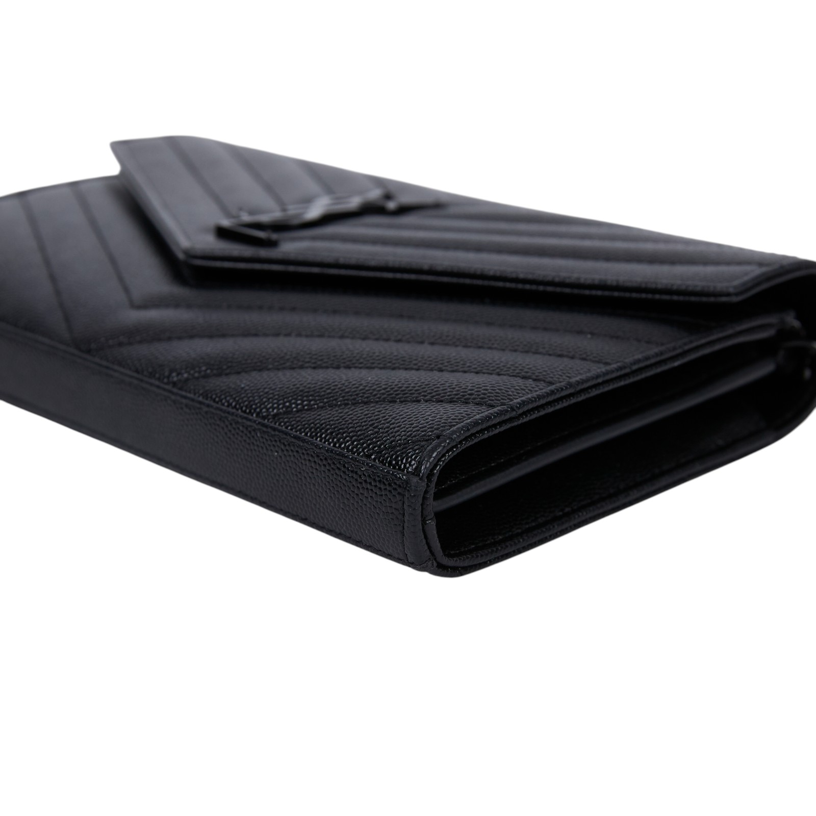 聖羅蘭 YSL SAINT LAURENT Cassandre 經典粒面皮革 鏈條 錢包 同色五金 377828BOW08  原廠盒子/購買證明