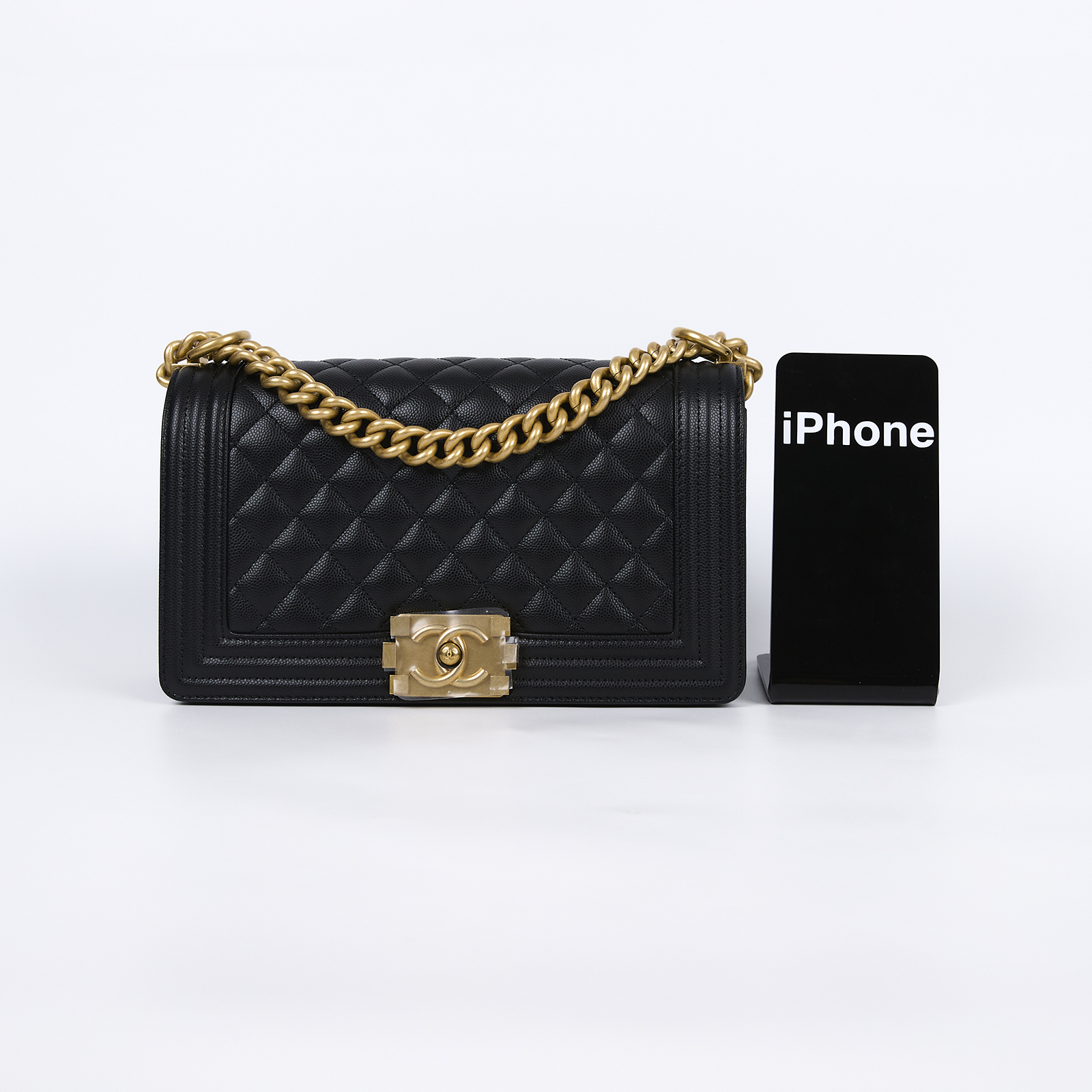 香奈兒 CHANEL Boy 25 口蓋包 A67086 晶片款 黑金荔枝BOY25 原廠盒子/防塵袋