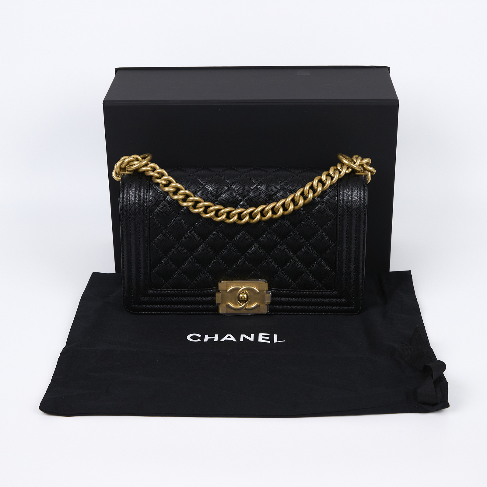 香奈兒 CHANEL Boy 25 口蓋包 A67086 晶片款 黑金荔枝BOY25 原廠盒子/防塵袋