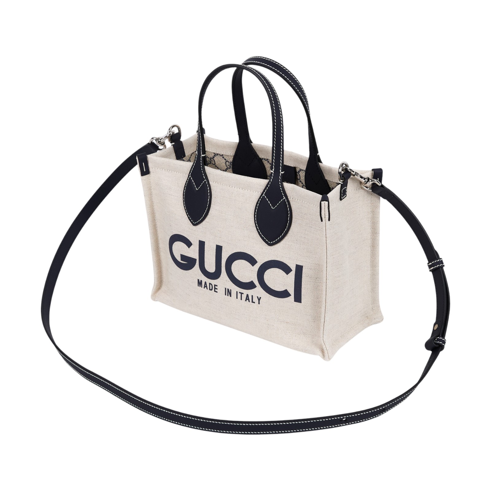 古馳 GUCCI 印花 迷你 手提 肩背 手挽袋 日本限定 772144 FACUW 黑LOGO印花帆布2WAY托特包 原廠盒子/防塵袋/背帶