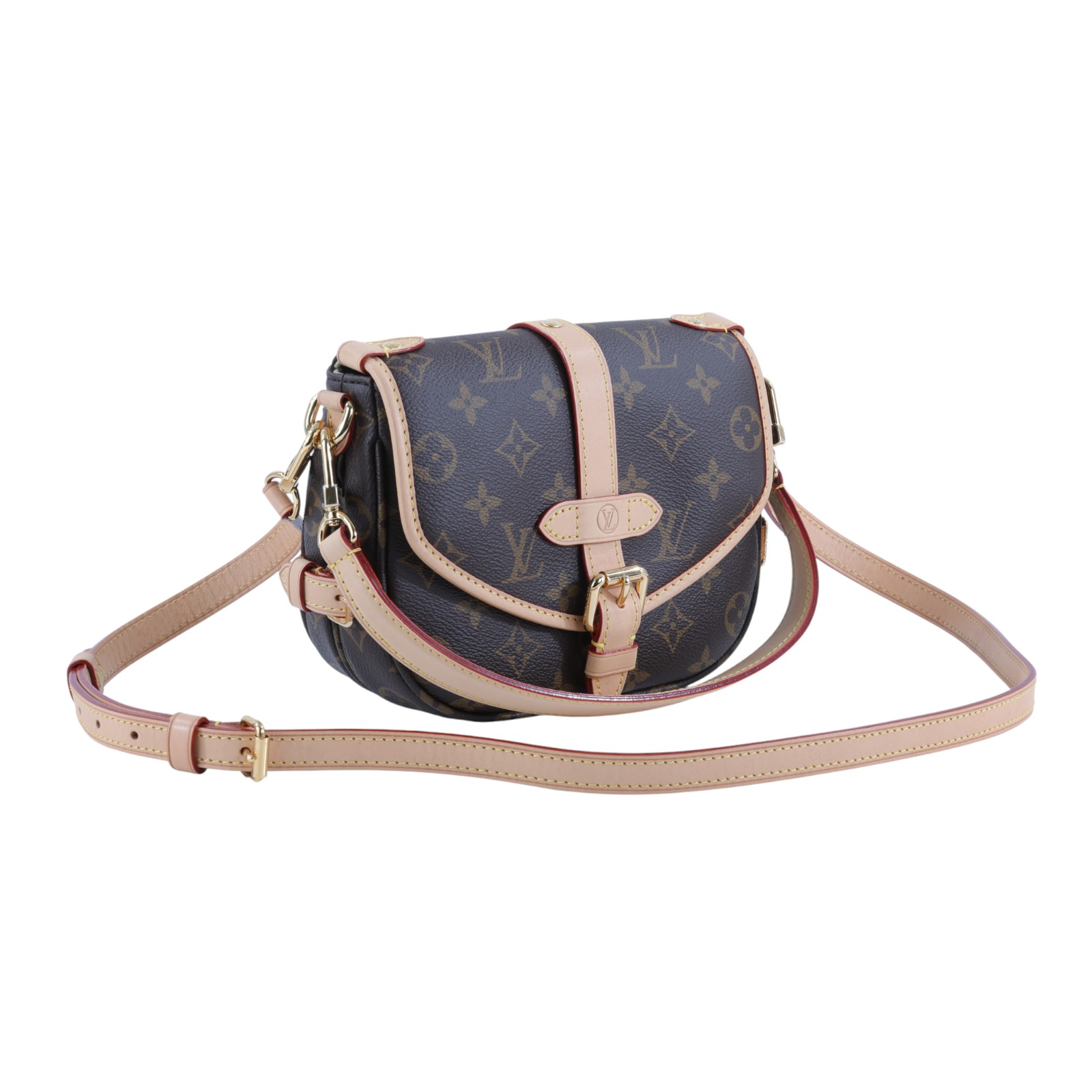 路易威登 LOUIS VUITTON Saumur BB  手提 馬鞍斜背包 M46740 晶片款 原花Saumur BB肩背包 防塵袋