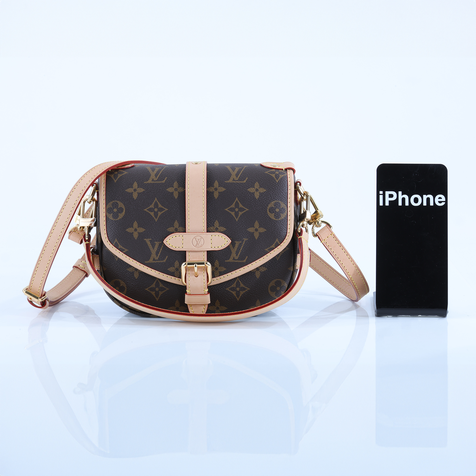 路易威登 LOUIS VUITTON Saumur BB  手提 馬鞍斜背包 M46740 晶片款 原花Saumur BB肩背包 防塵袋