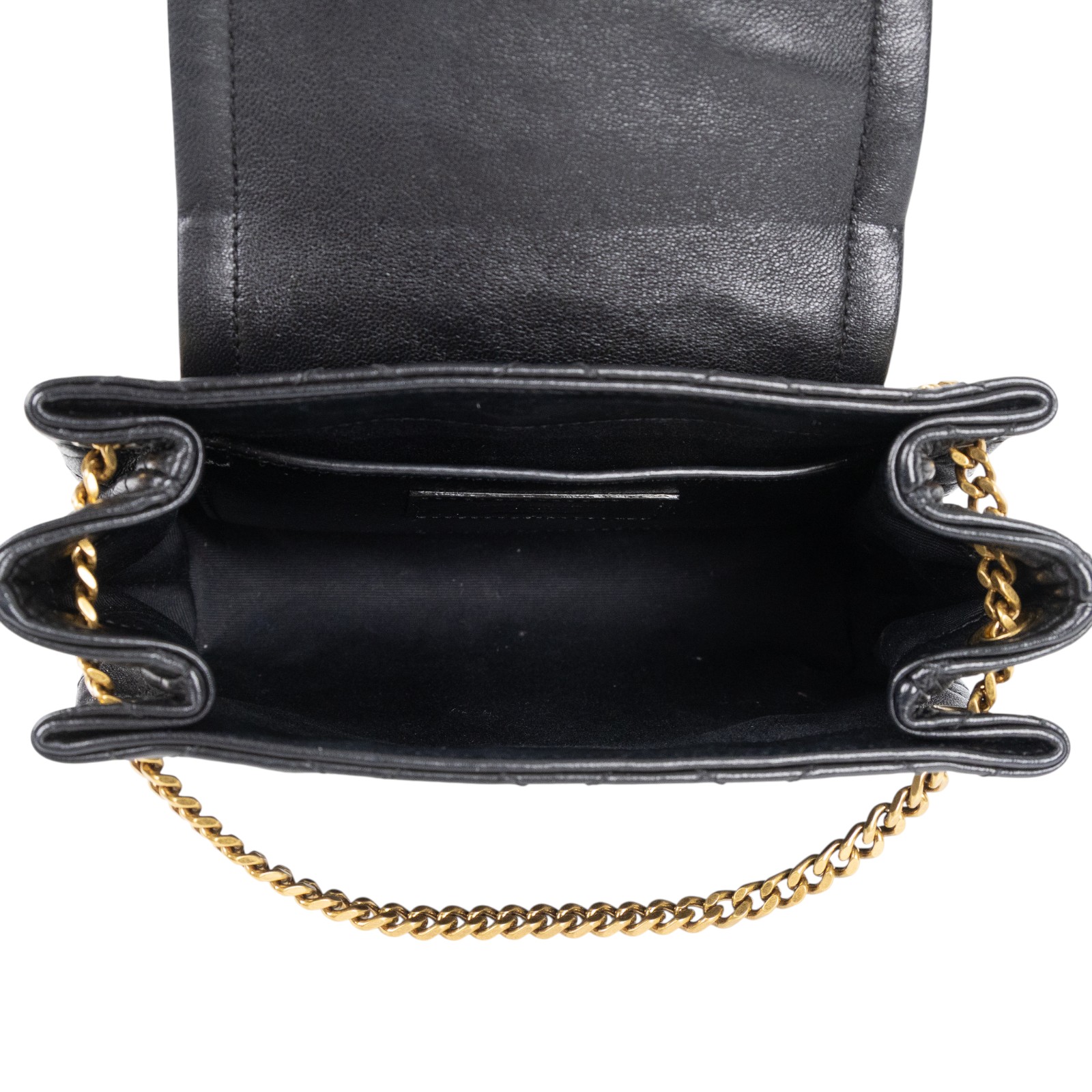 聖羅蘭 YSL SAINT LAURENT Nolia 小羊皮 迷你 手袋 肩背包 金色五金 6727381EL07 黑NOLITA MINI 無附屬品