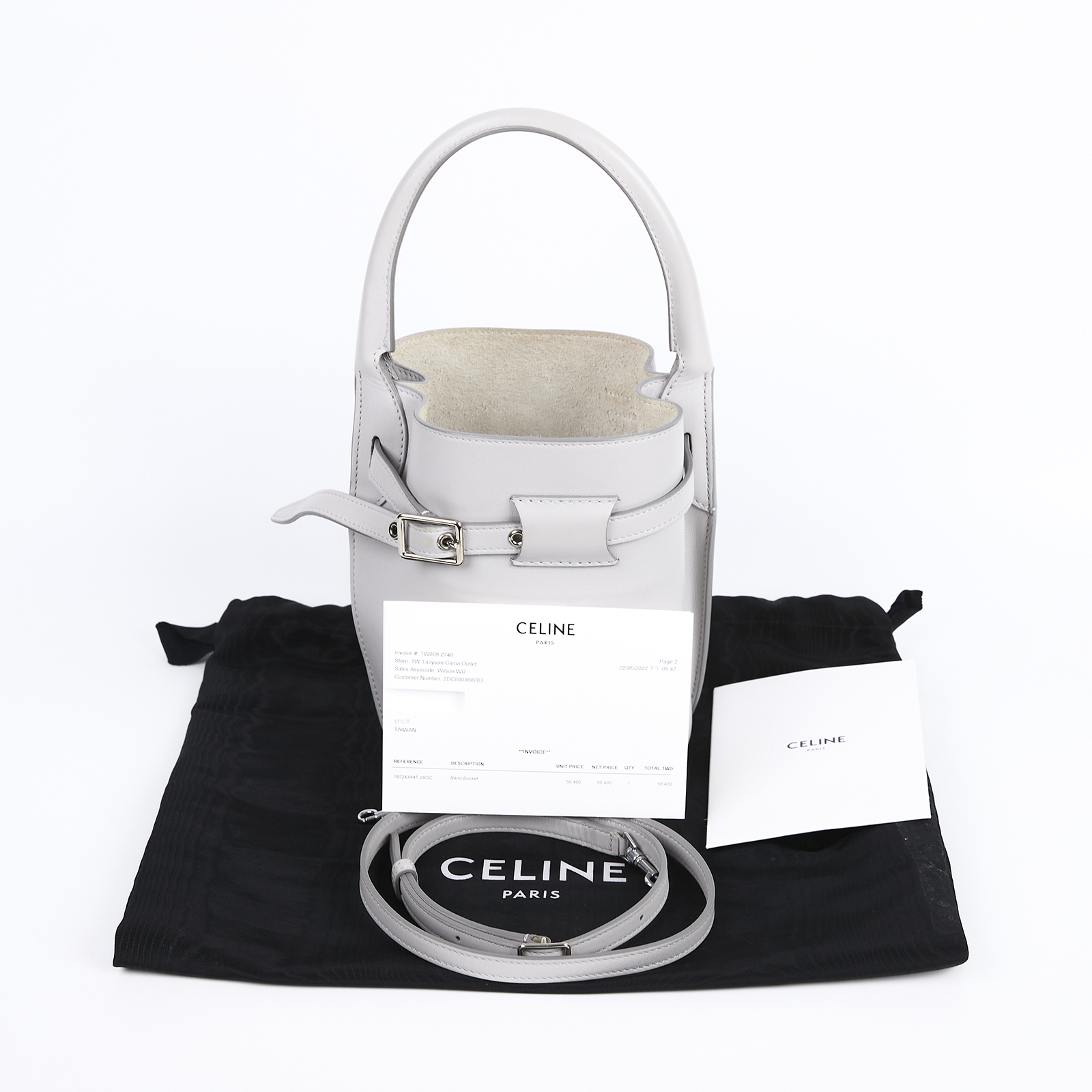 思琳 CELINE Big Bag Bucket 水桶包 袖珍型 187243A4T 灰NANO BIG BAG 防塵袋/購買證明