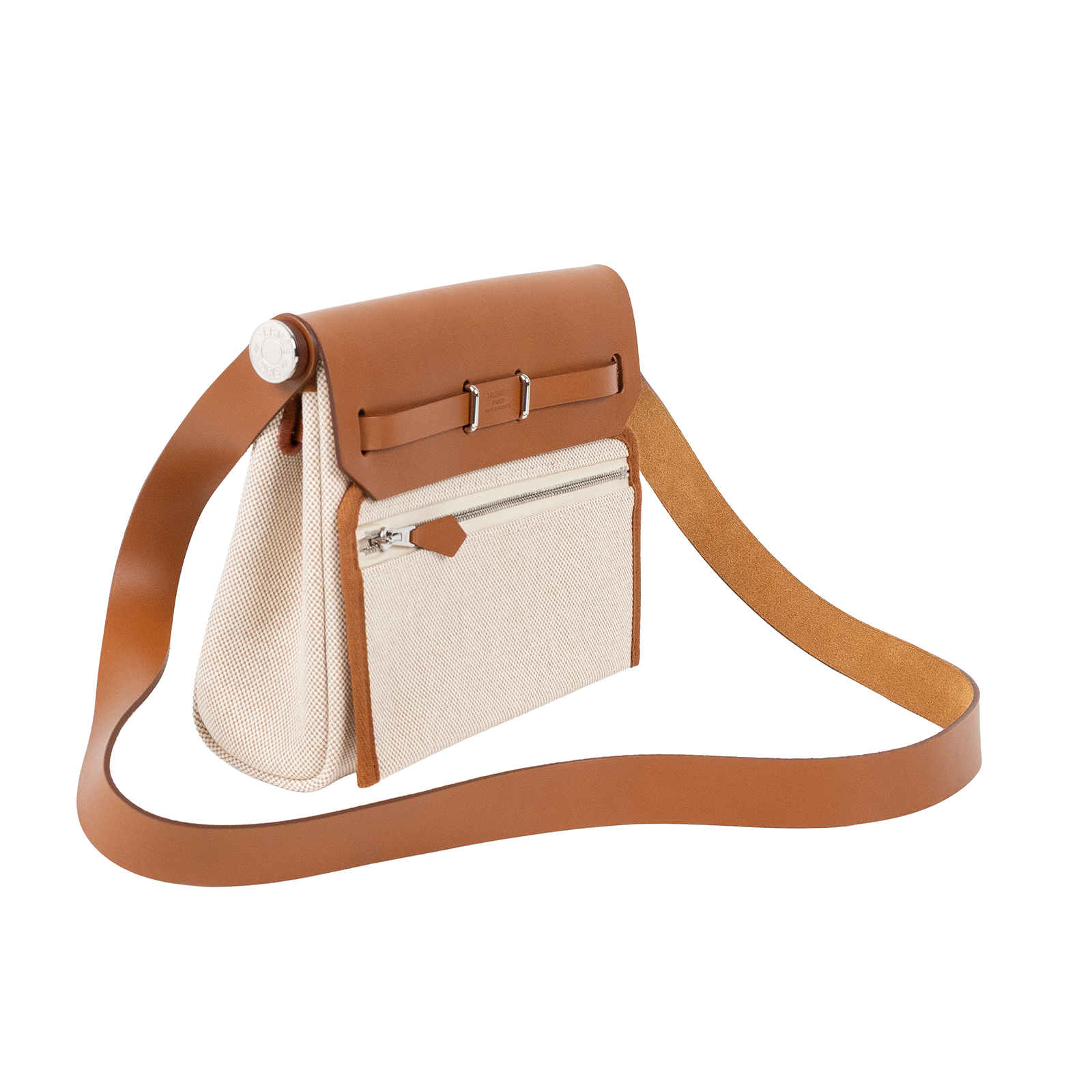 愛馬仕 Hermes Herbag Zip 20 銀色五金 米白 米色 焦糖棕 H085414CKAA K刻 085414CK  原廠盒子/防塵袋/購買證明