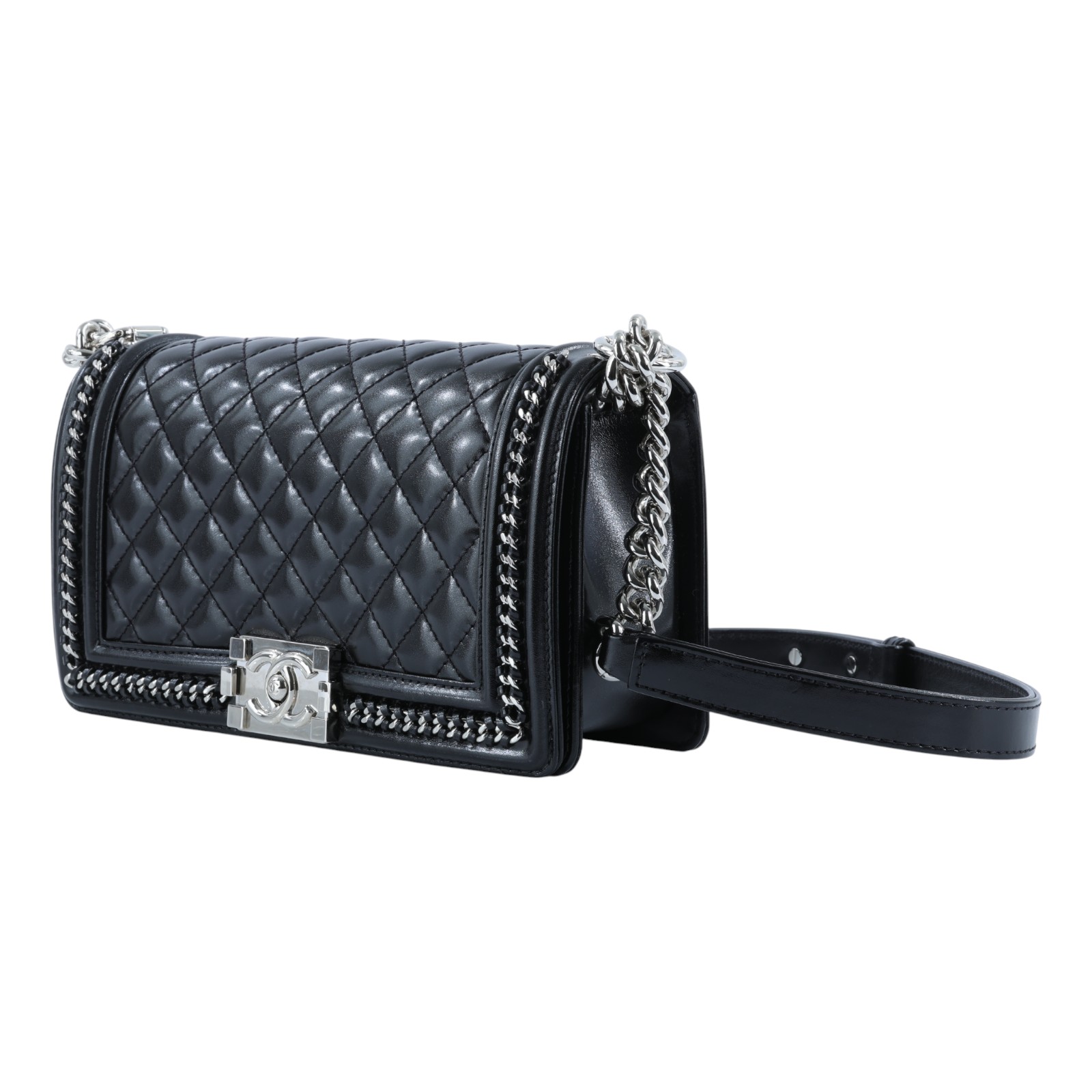 香奈兒 CHANEL Boy 25 口蓋包 A67086 30開黑銀BOY25 防塵袋/保證卡