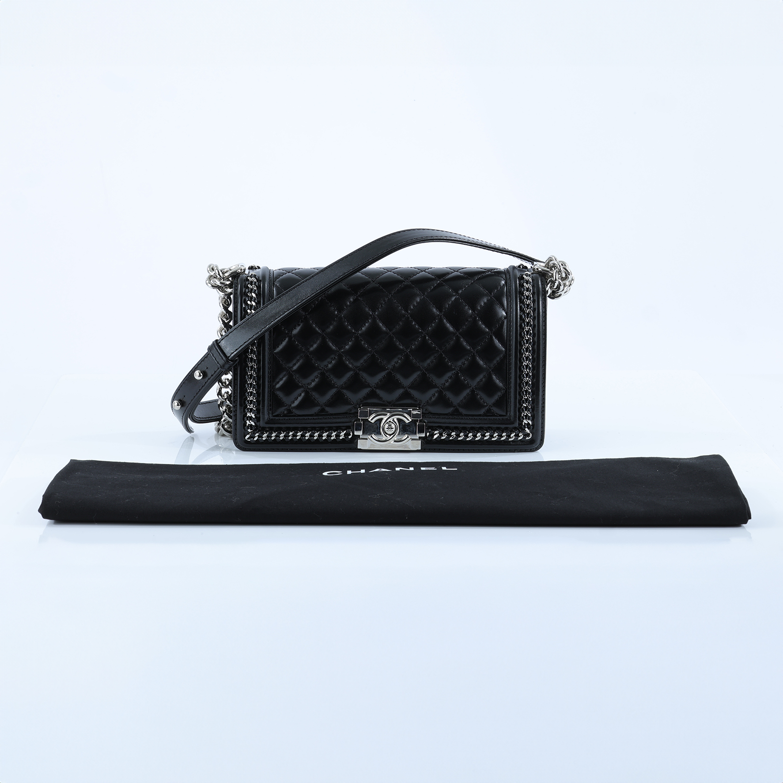 香奈兒 CHANEL Boy 25 口蓋包 A67086 30開黑銀BOY25 防塵袋/保證卡