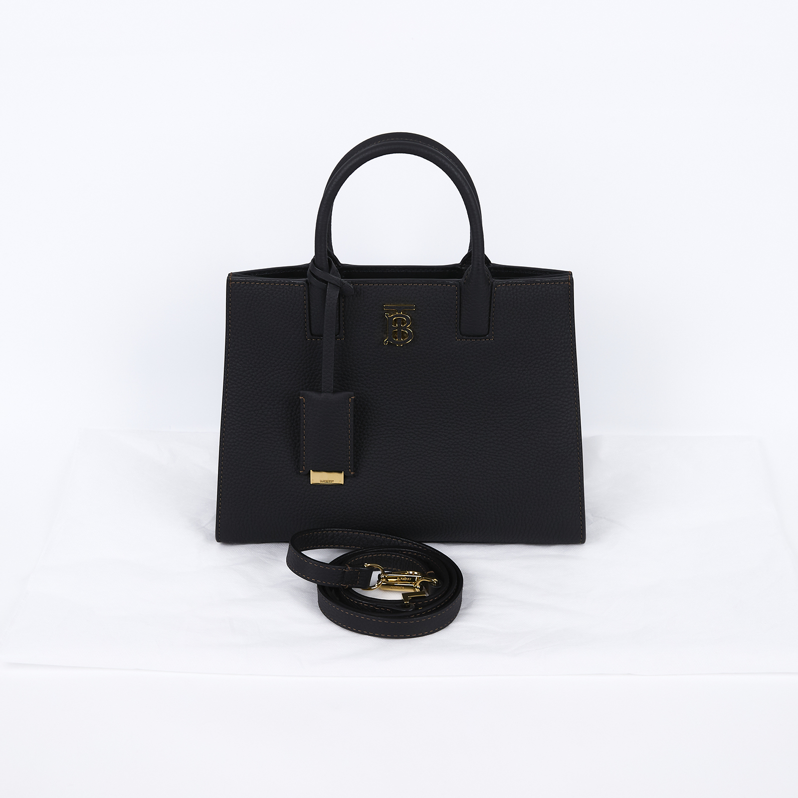 博柏利 BURBERRY Frances TB Plaque 手提包 肩背包 托特包 8072511 黑TB 2WAY 無附屬品