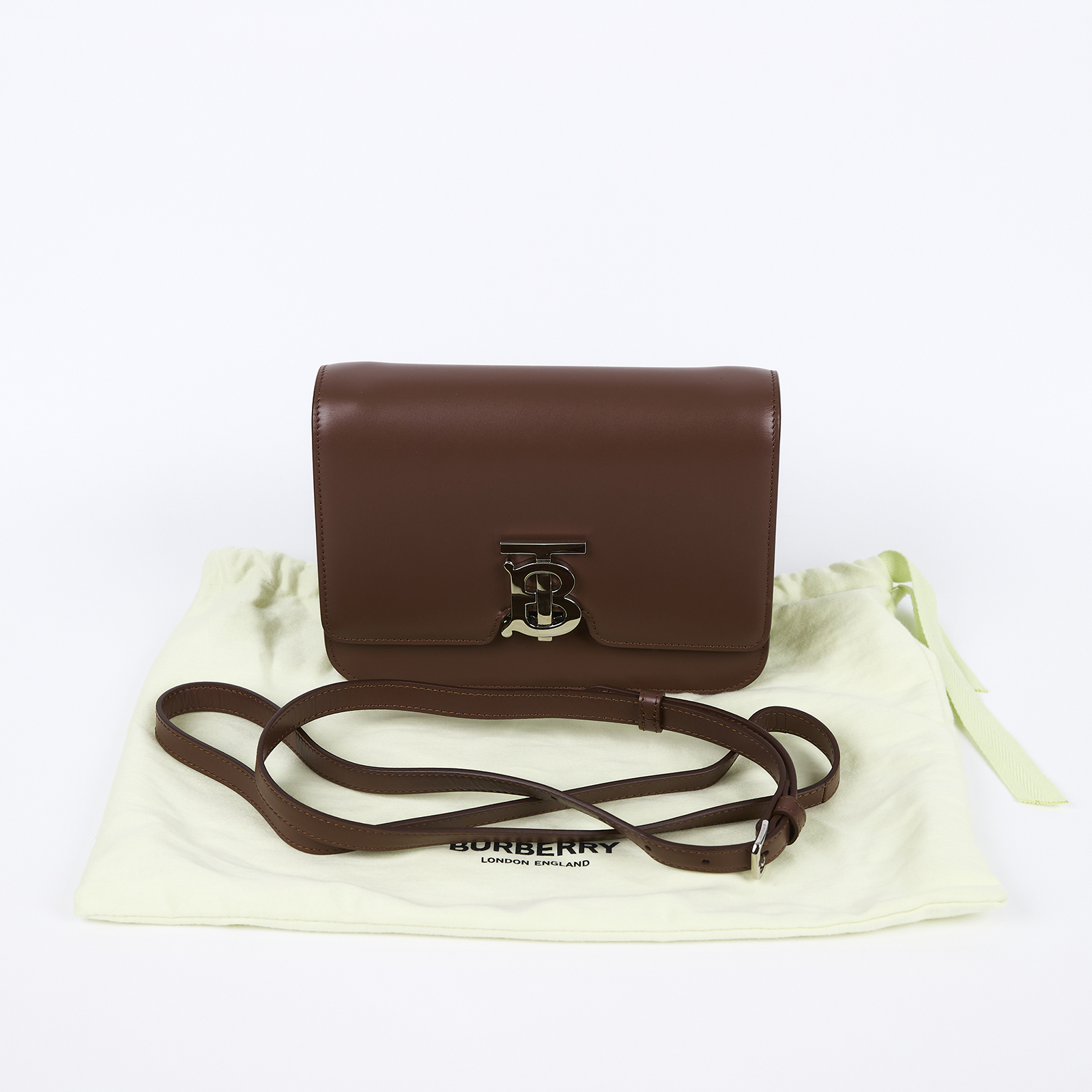 博柏利 BURBERRY TB 斜背包 手拿包 8027205 棕TB肩背包 防塵袋