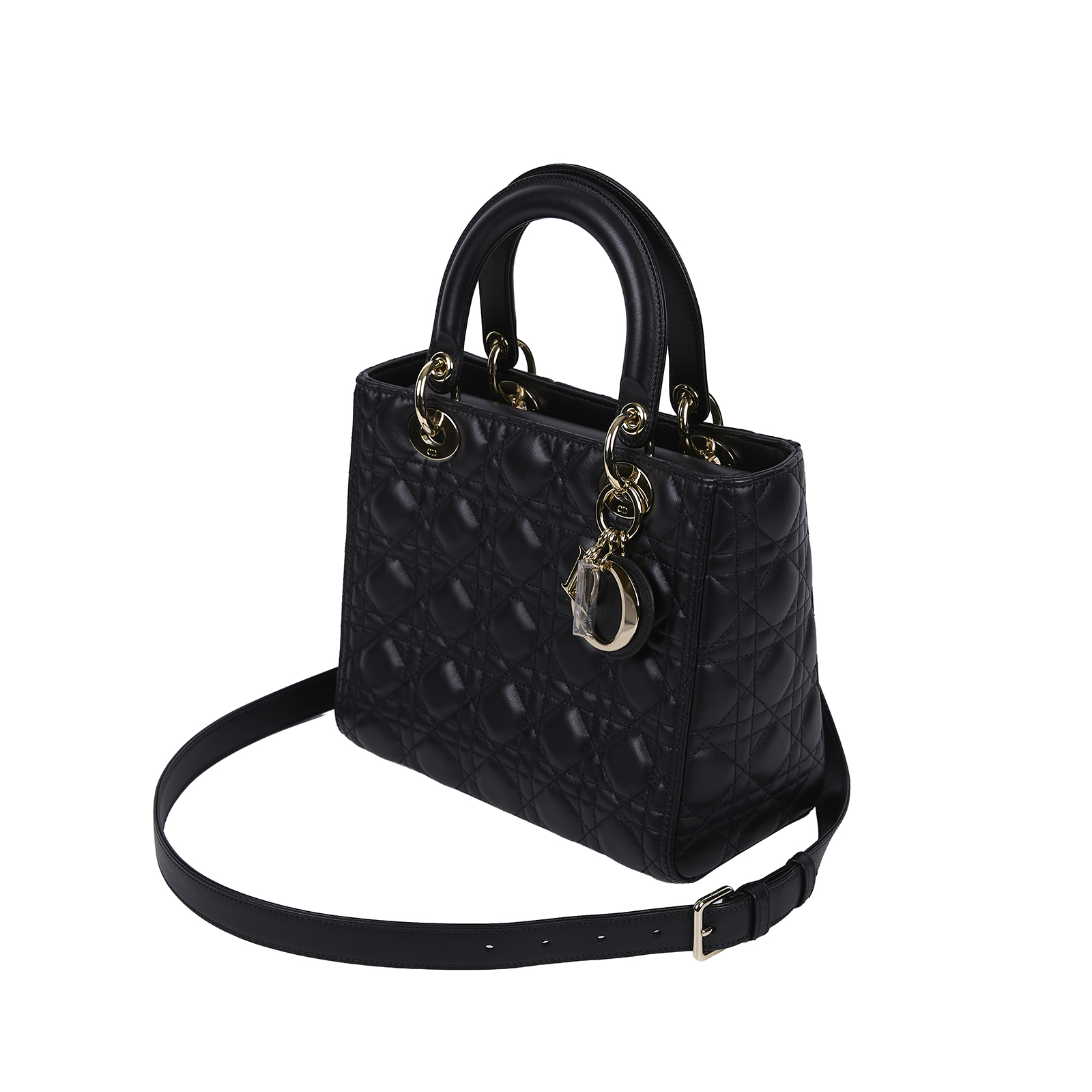 迪奧 CHRISTIAN DIOR Lady Dior 中型 手提 羊皮 藤格纹 M0565ONGEM900  原廠盒子/防塵袋/台灣購買證明/背帶