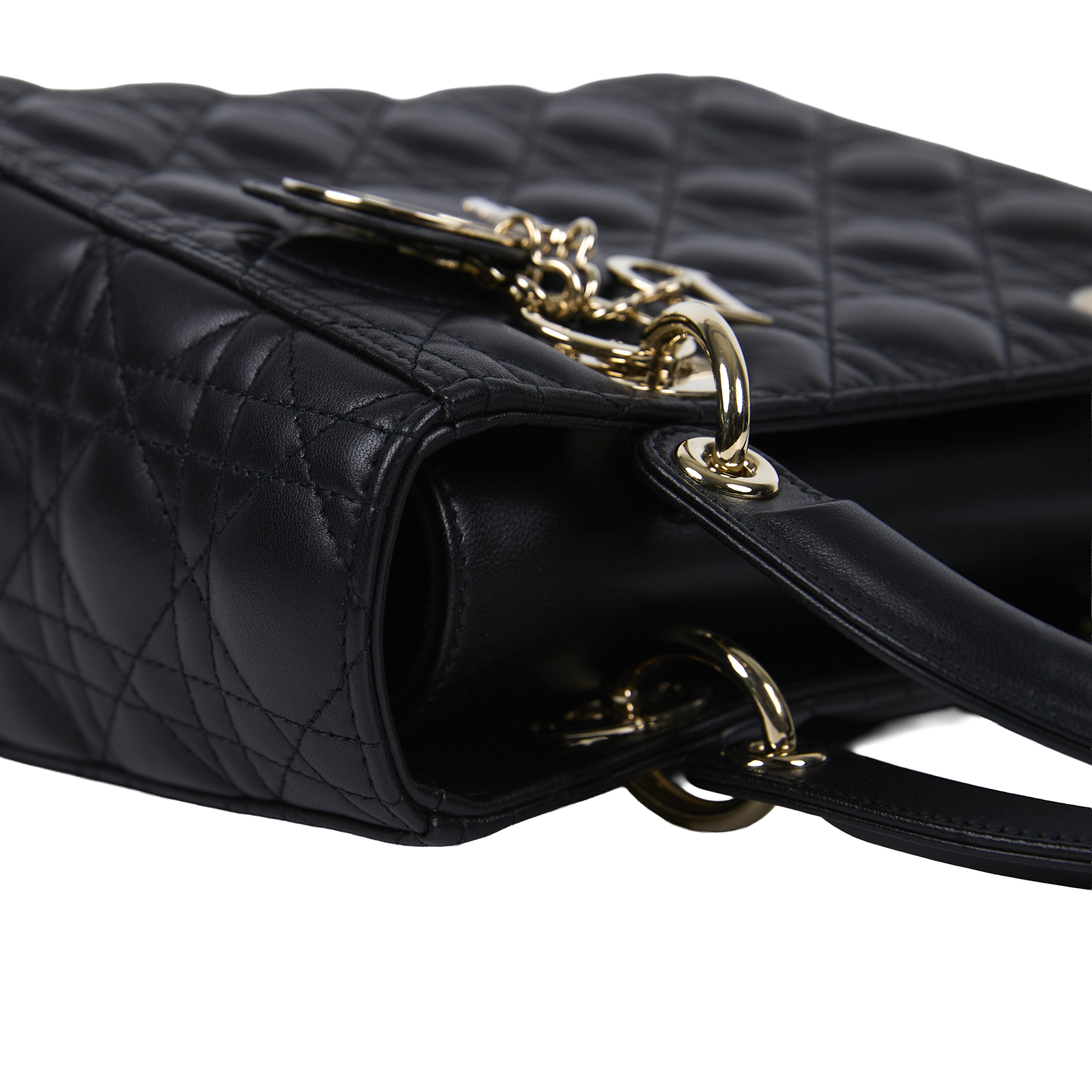 迪奧 CHRISTIAN DIOR Lady Dior 中型 手提 羊皮 藤格纹 M0565ONGEM900  原廠盒子/防塵袋/台灣購買證明/背帶