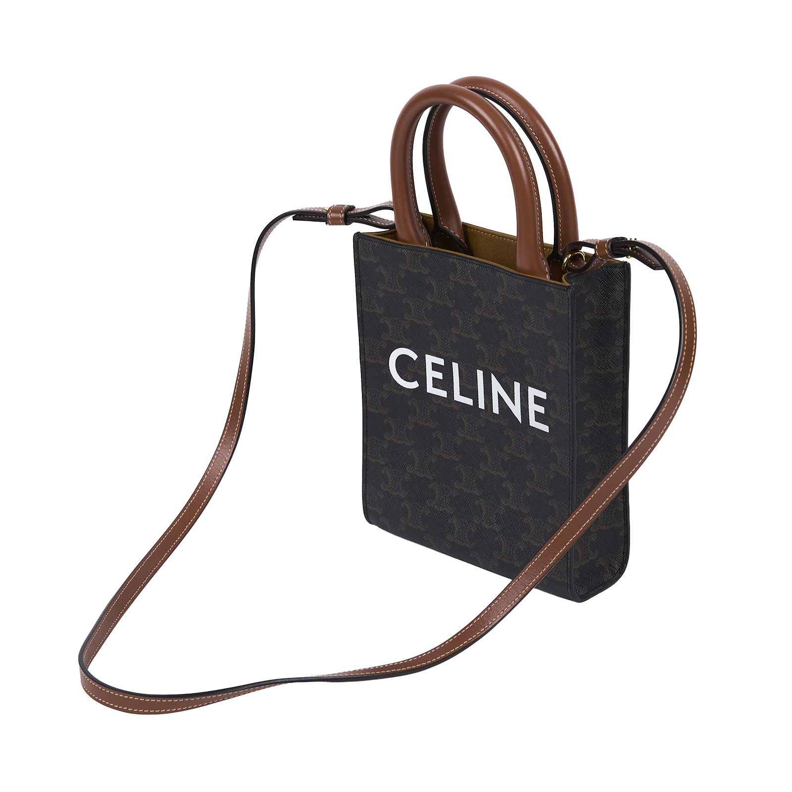 思琳 CELINE Triomphe帆布 迷你 直式 Cabas 肩背 手提包 194372BZK 黑凱旋門直立CABAS MINI 防塵袋