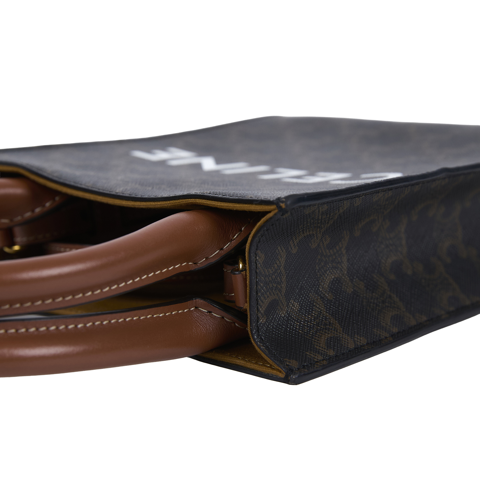 思琳 CELINE Triomphe帆布 迷你 直式 Cabas 肩背 手提包 194372BZK 黑凱旋門直立CABAS MINI 防塵袋