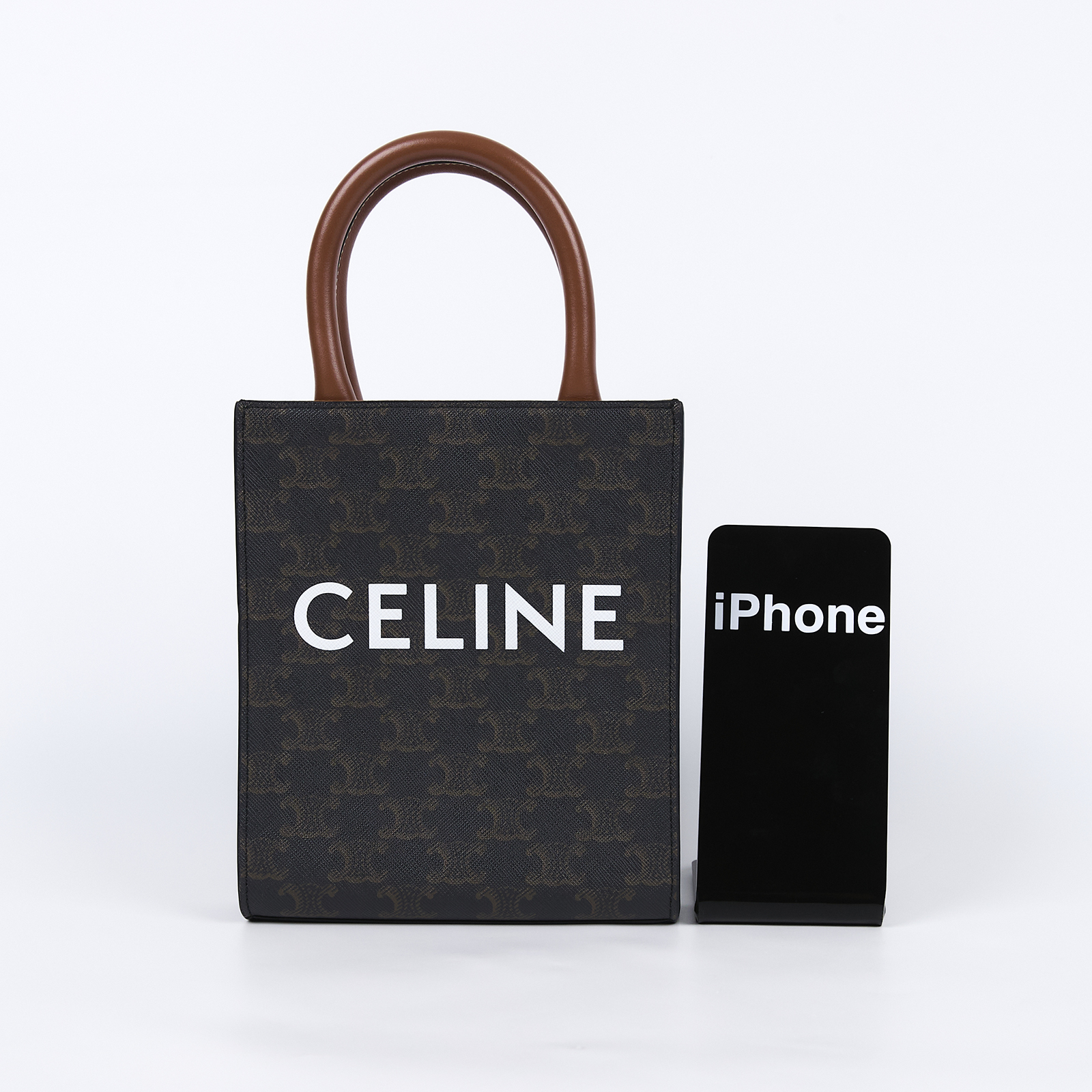 思琳 CELINE Triomphe帆布 迷你 直式 Cabas 肩背 手提包 194372BZK 黑凱旋門直立CABAS MINI 防塵袋