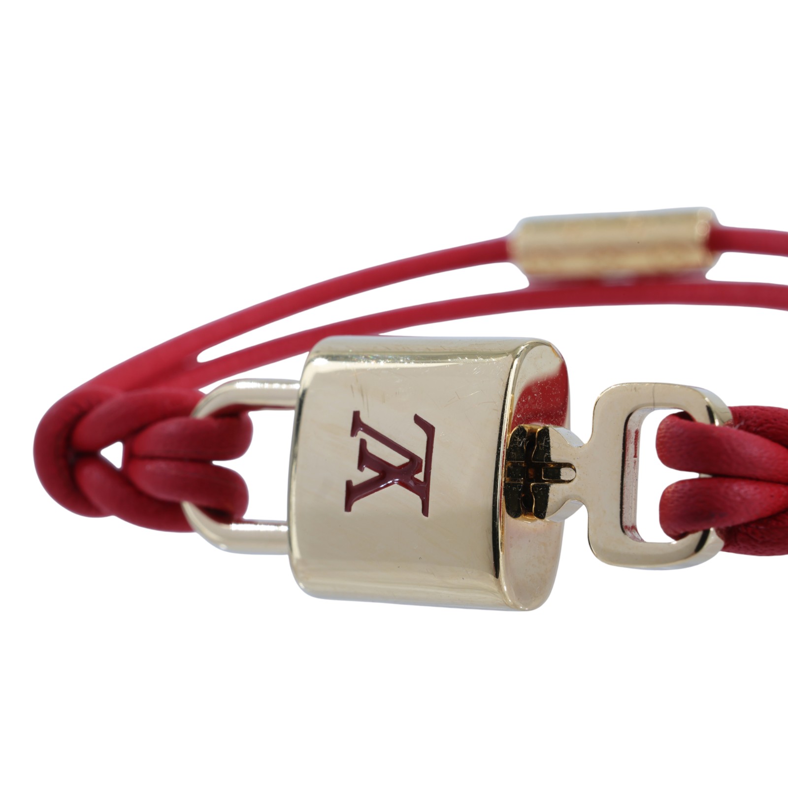 路易威登 LOUIS VUITTON LV Padlock 手鐲 紅色 M8139F 紅PADLOCK手環 原廠盒子/內襯