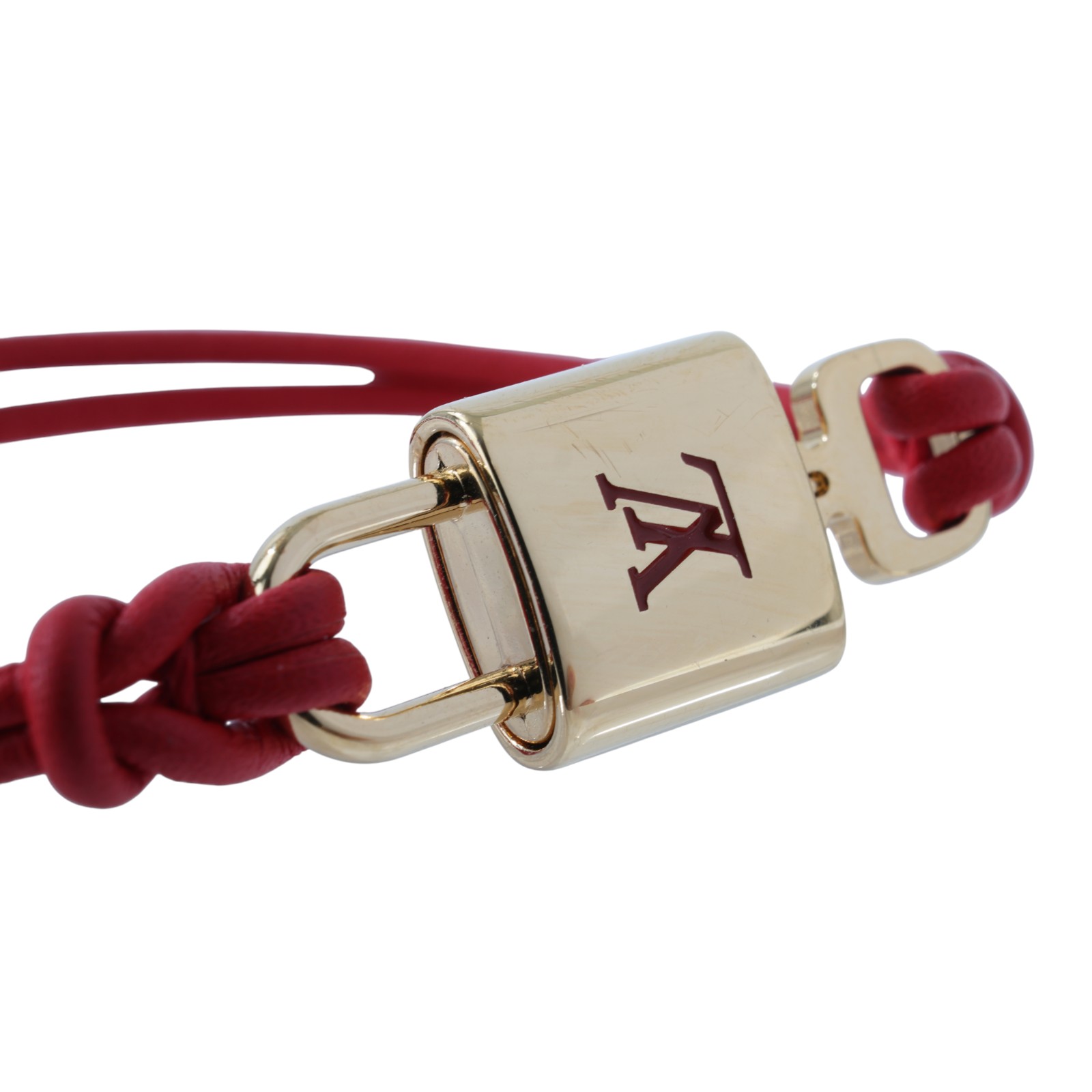 路易威登 LOUIS VUITTON LV Padlock 手鐲 紅色 M8139F 紅PADLOCK手環 原廠盒子/內襯